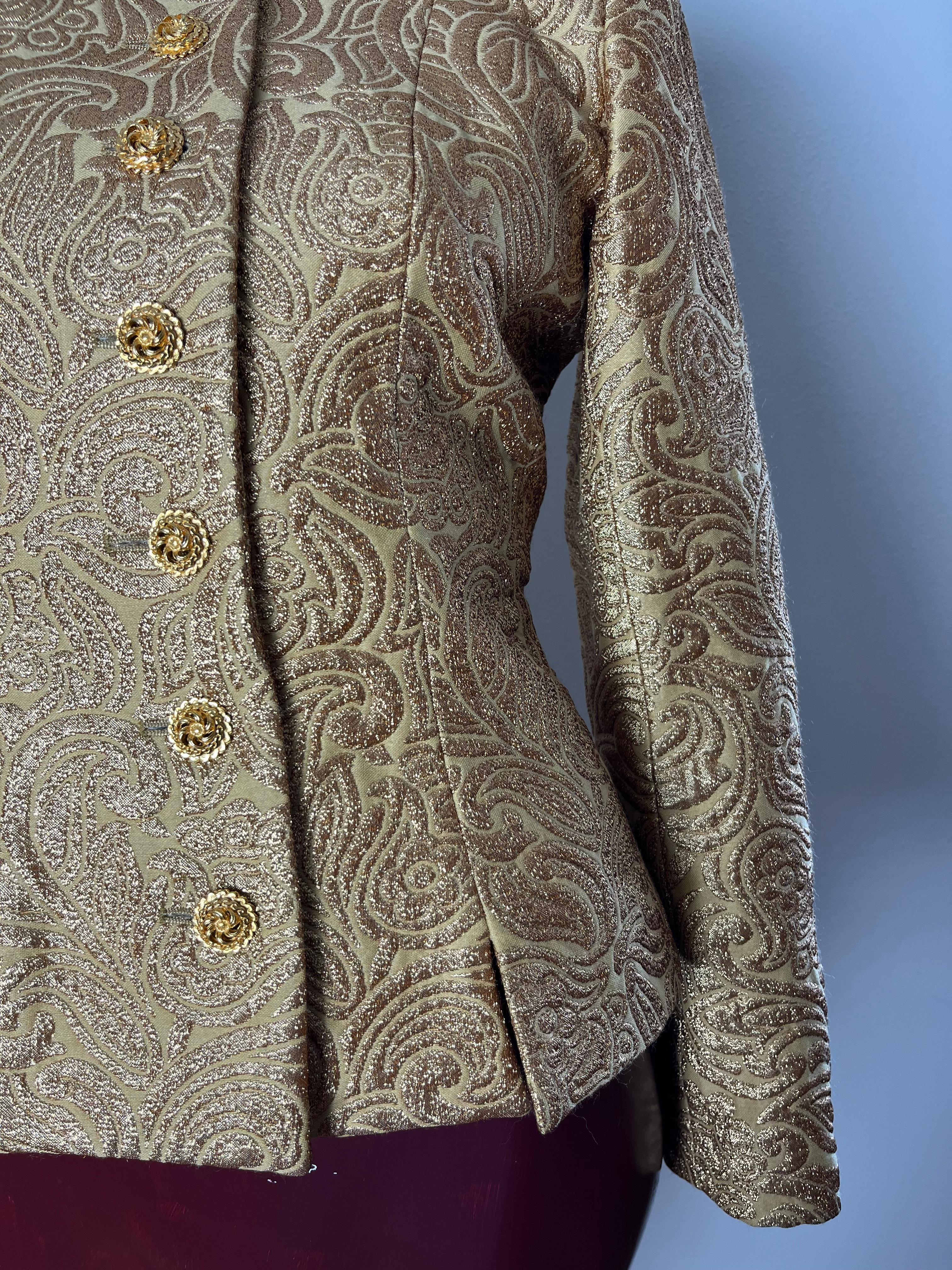 YSL gold brocade suit For Sale 5