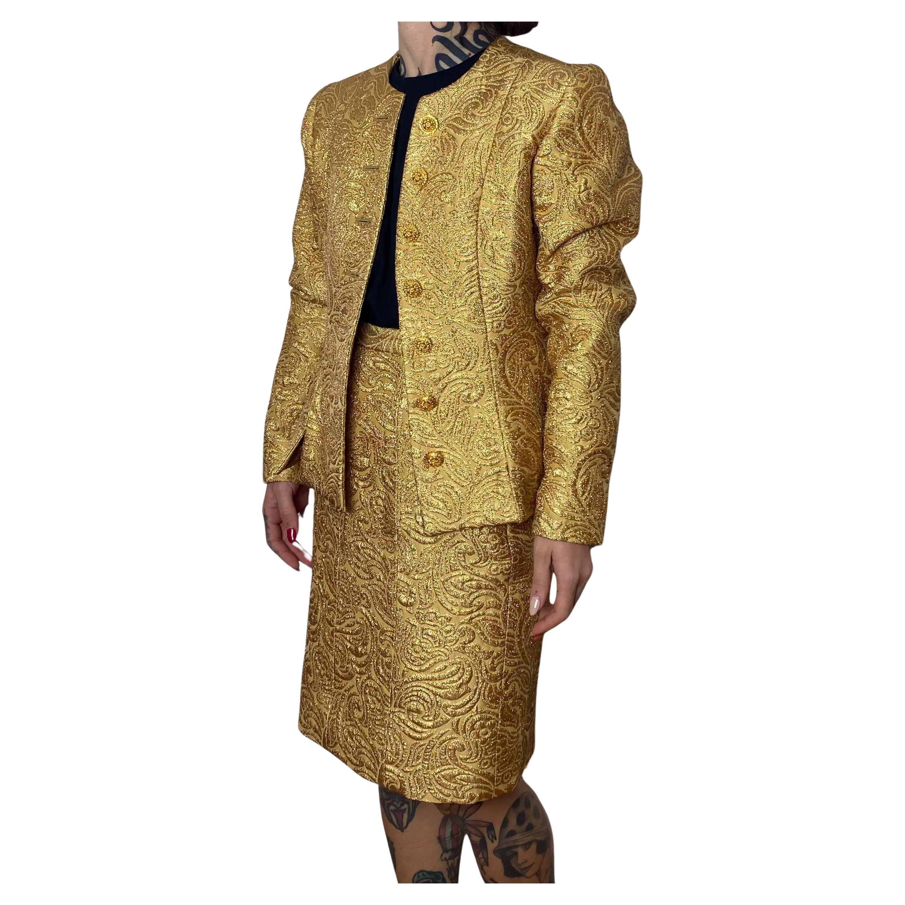 YSL gold brocade suit For Sale