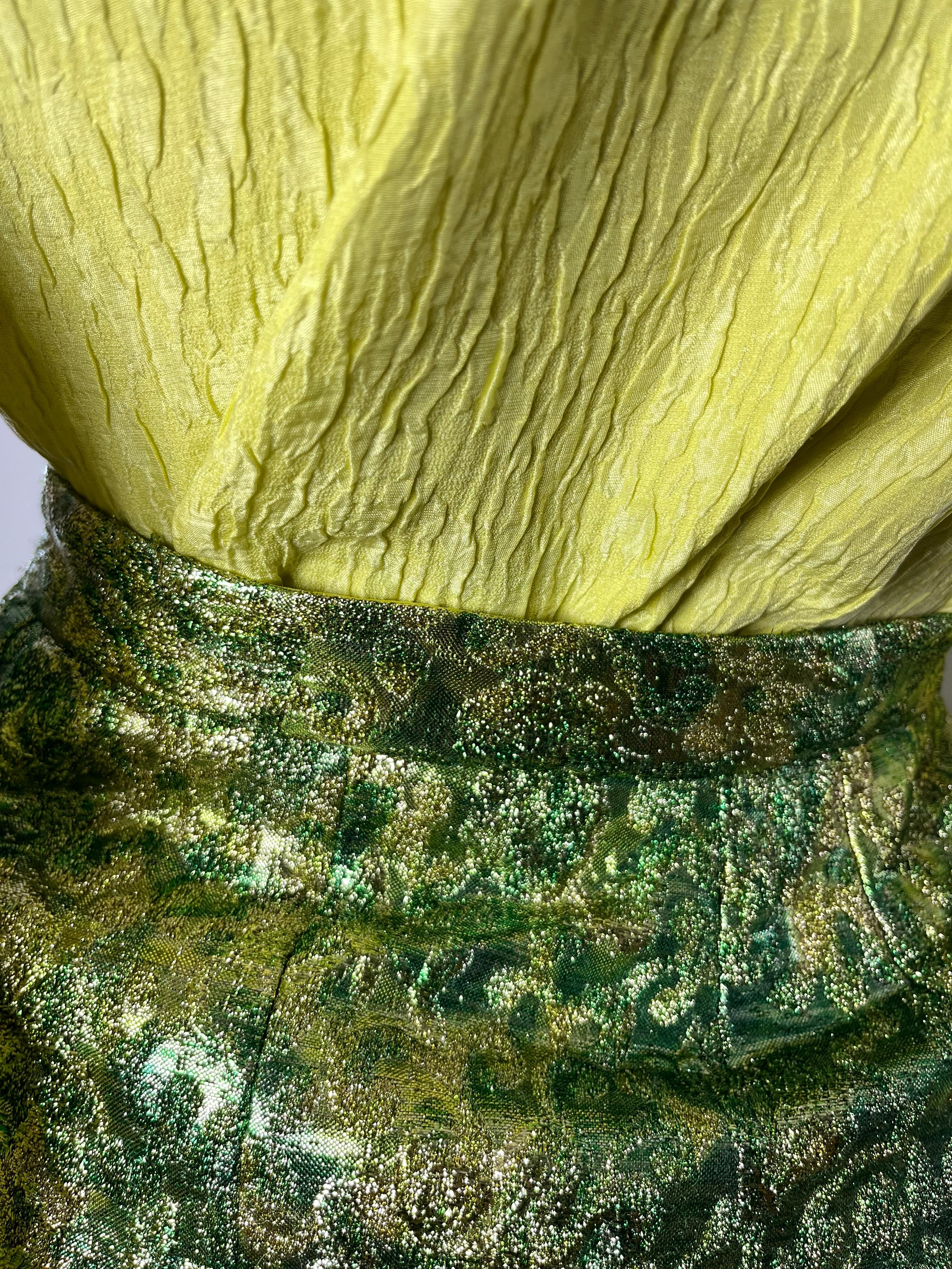 YSL green/yellow brocade suit For Sale 12