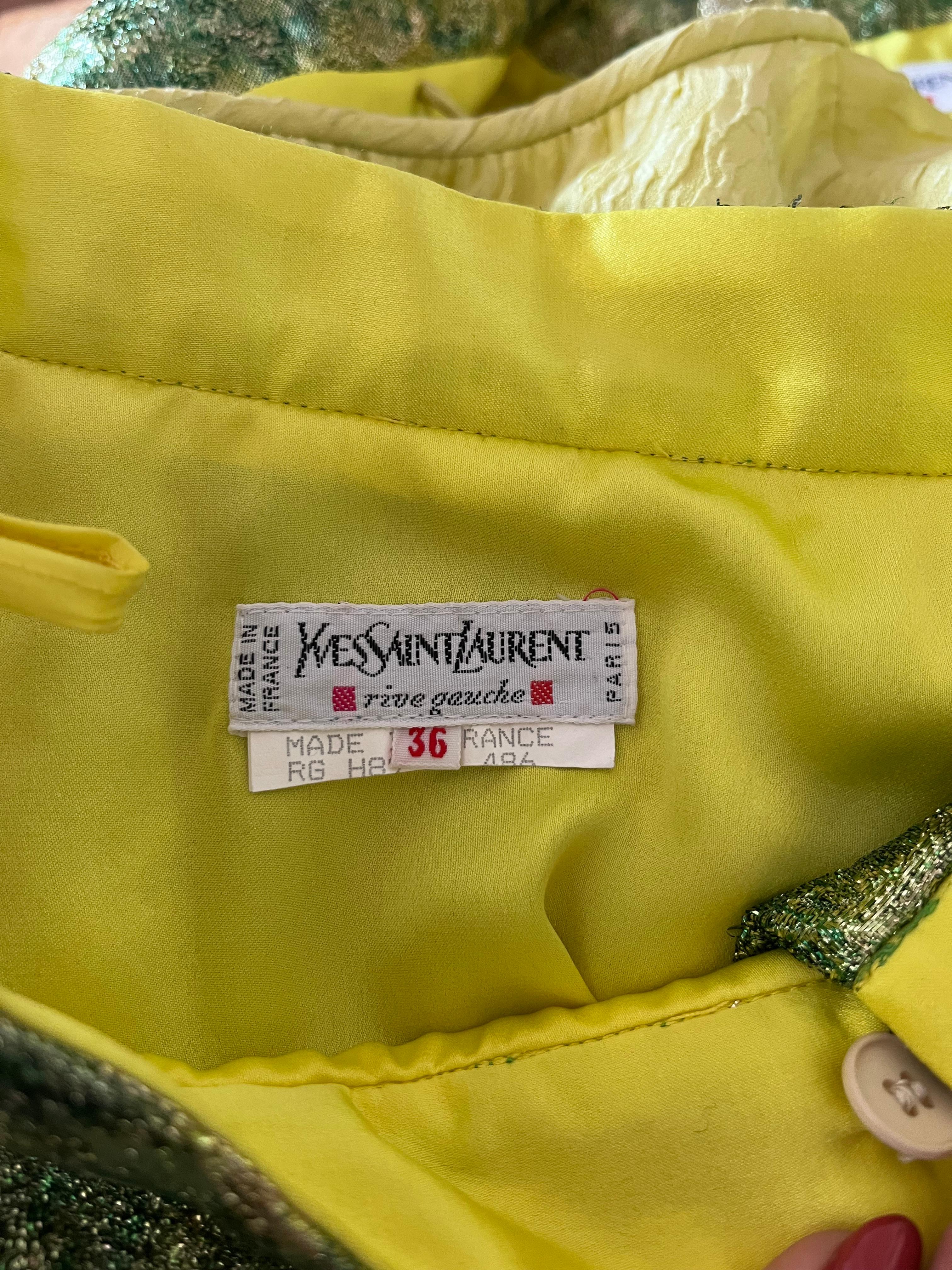 Costume en brocart vert/jaune YSL en vente 14