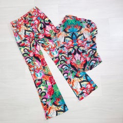Conjunto estampado vintage de Escada de los años 90, con top y pantalones multicolores
