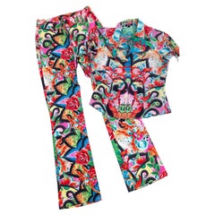 Conjunto estampado vintage de Escada de los años 90, con top y pantalones multicolores