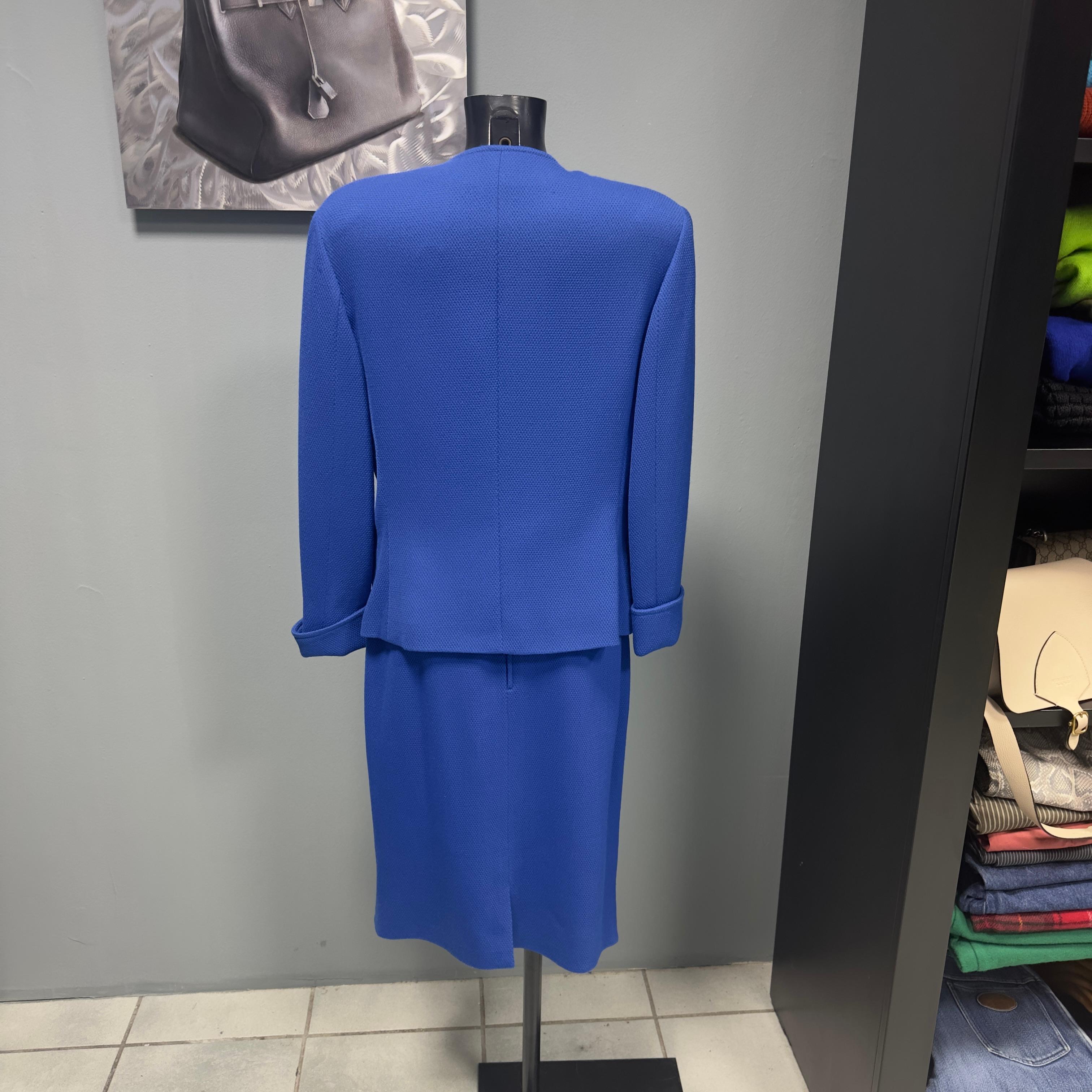 Blue Genny 80's wool suit For Sale