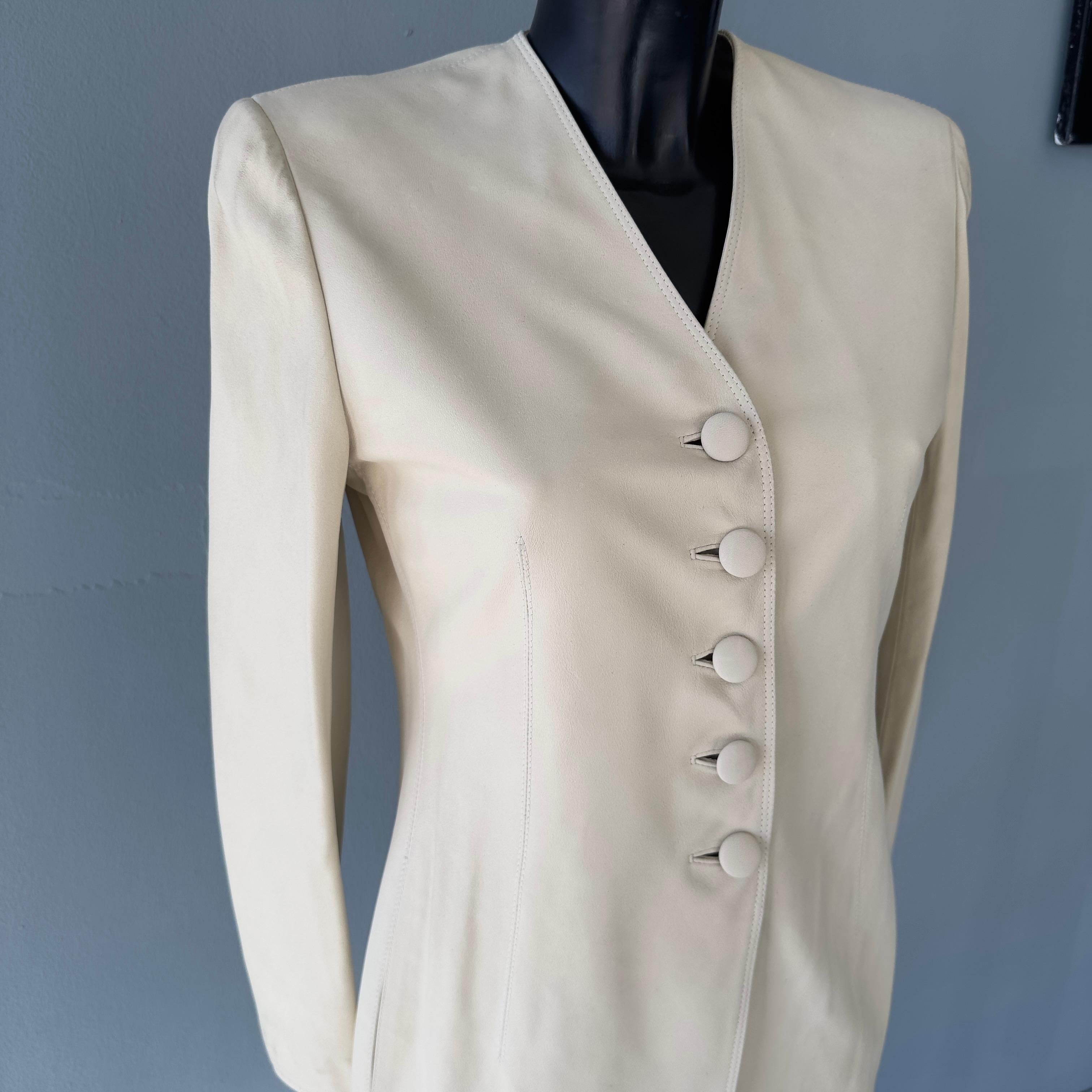 Women's Emanuel Ungaro leather suit with tag For Sale