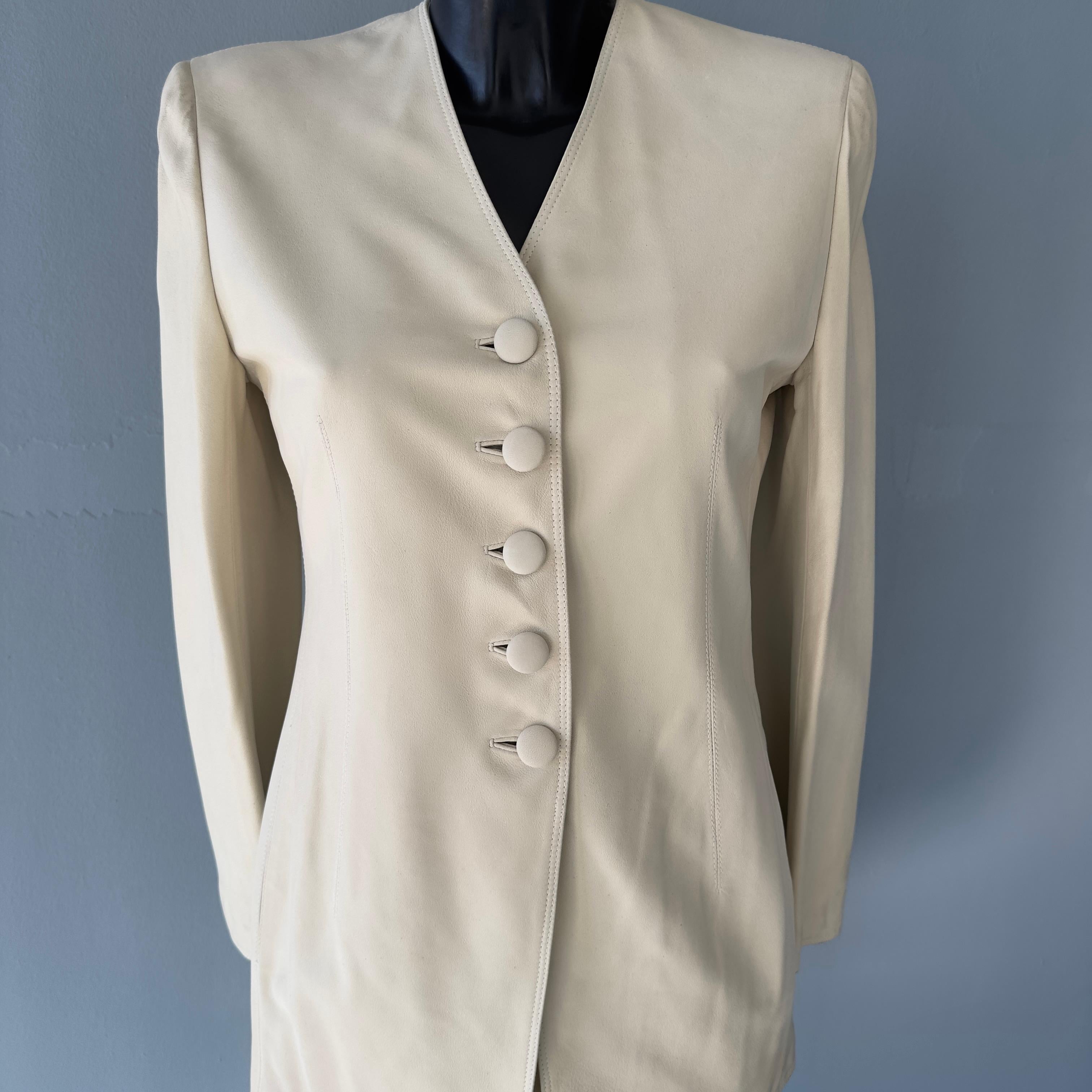 Emanuel Ungaro leather suit with tag For Sale 1