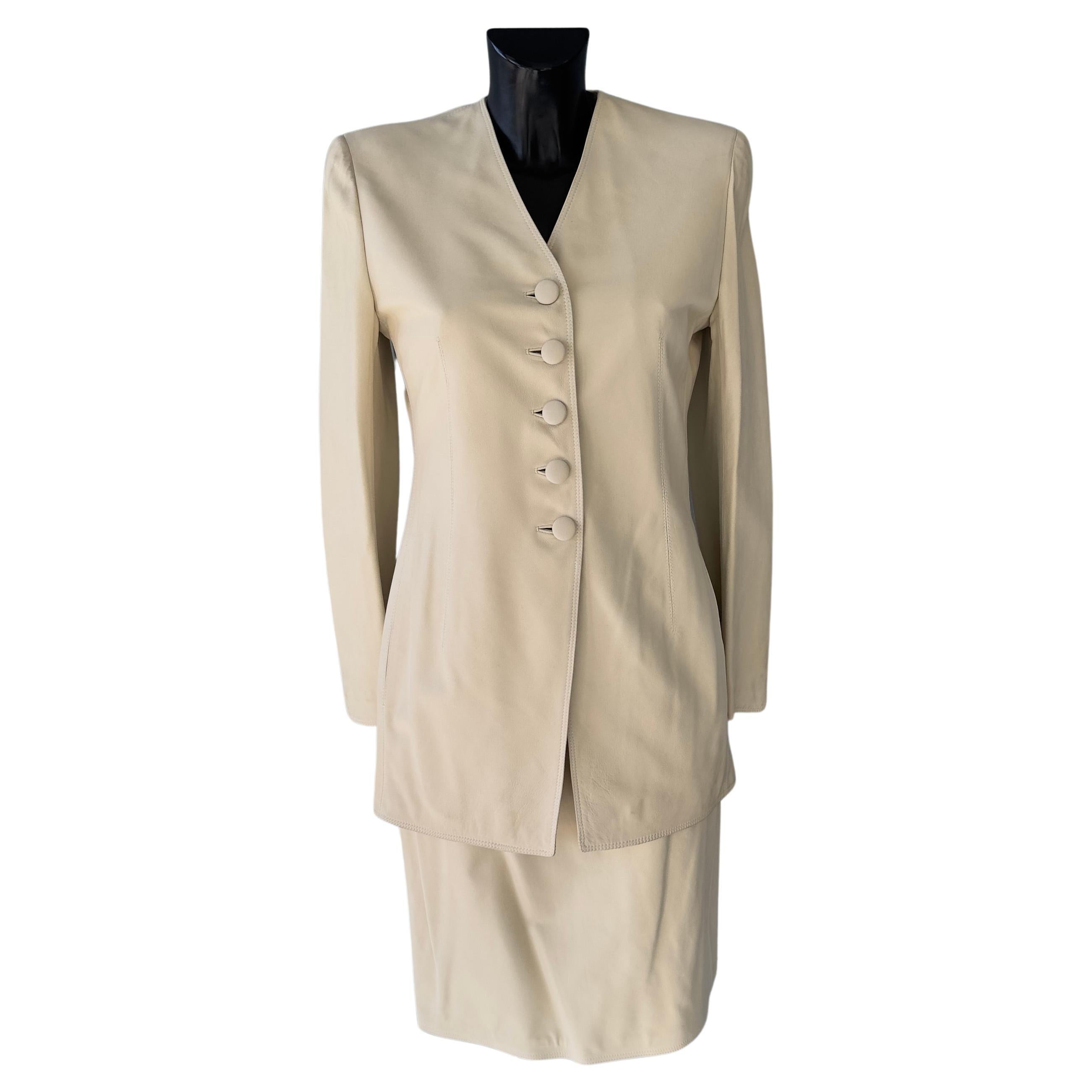 Emanuel Ungaro leather suit with tag For Sale