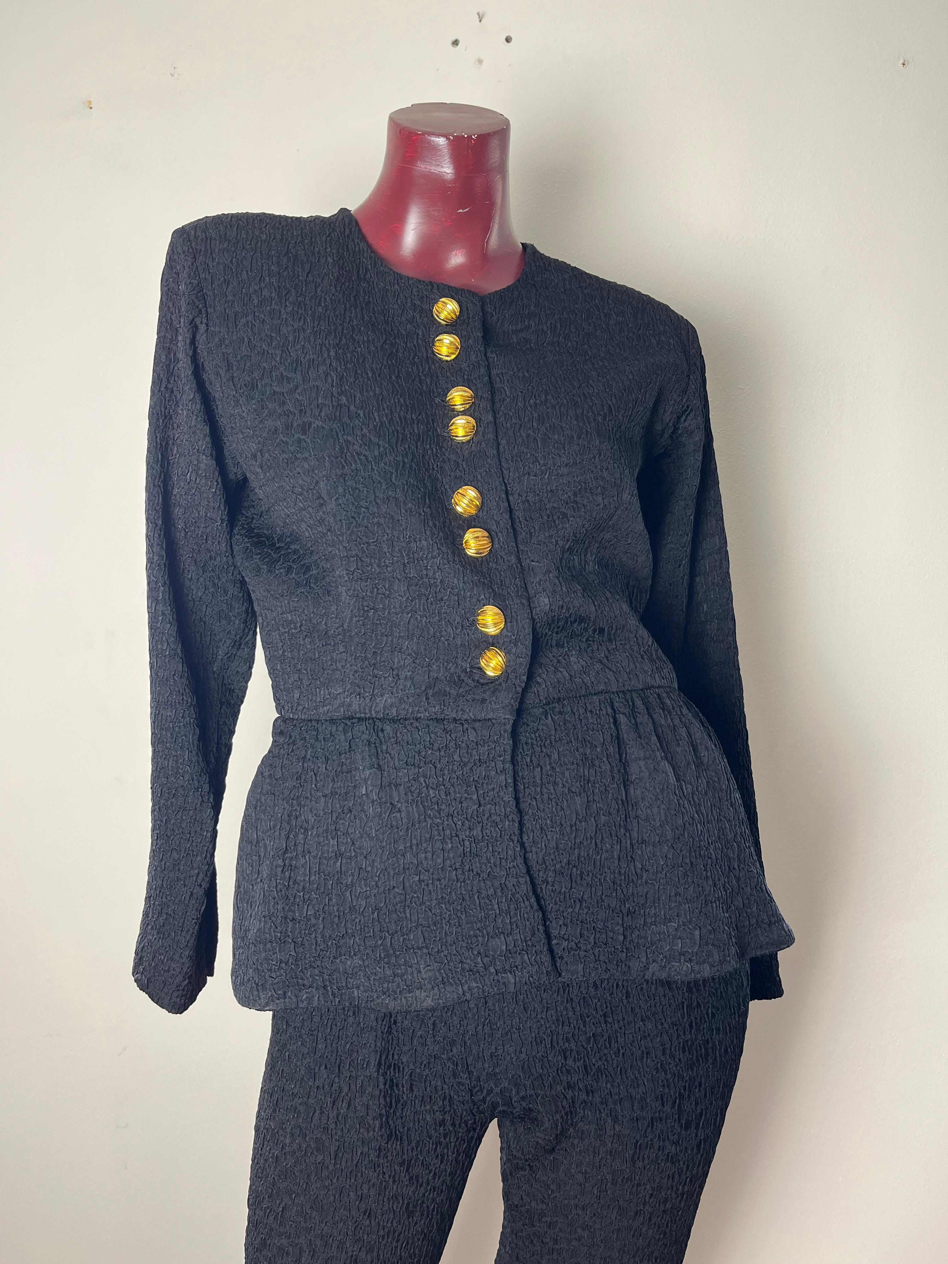 black pants ysl suit with gold buttons In Excellent Condition For Sale In Viareggio, IT