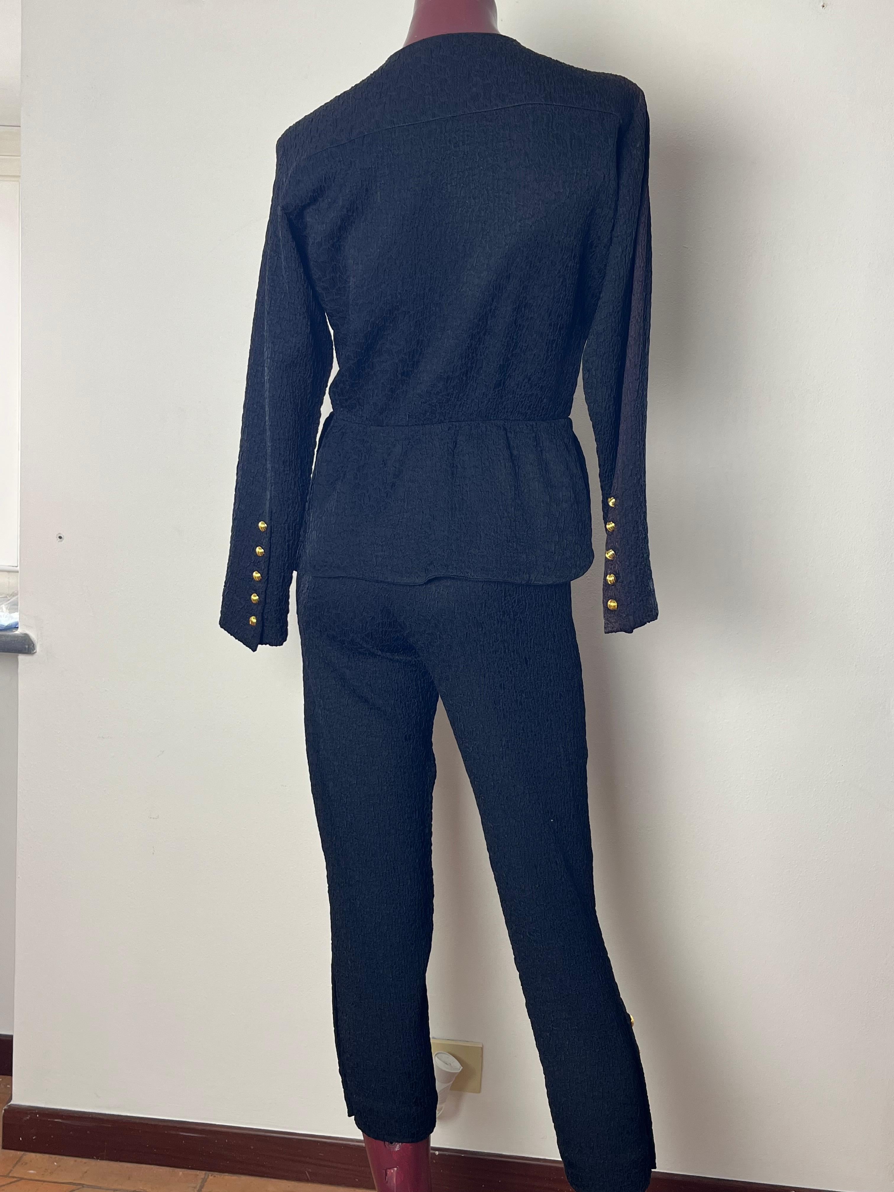 Women's black pants ysl suit with gold buttons For Sale