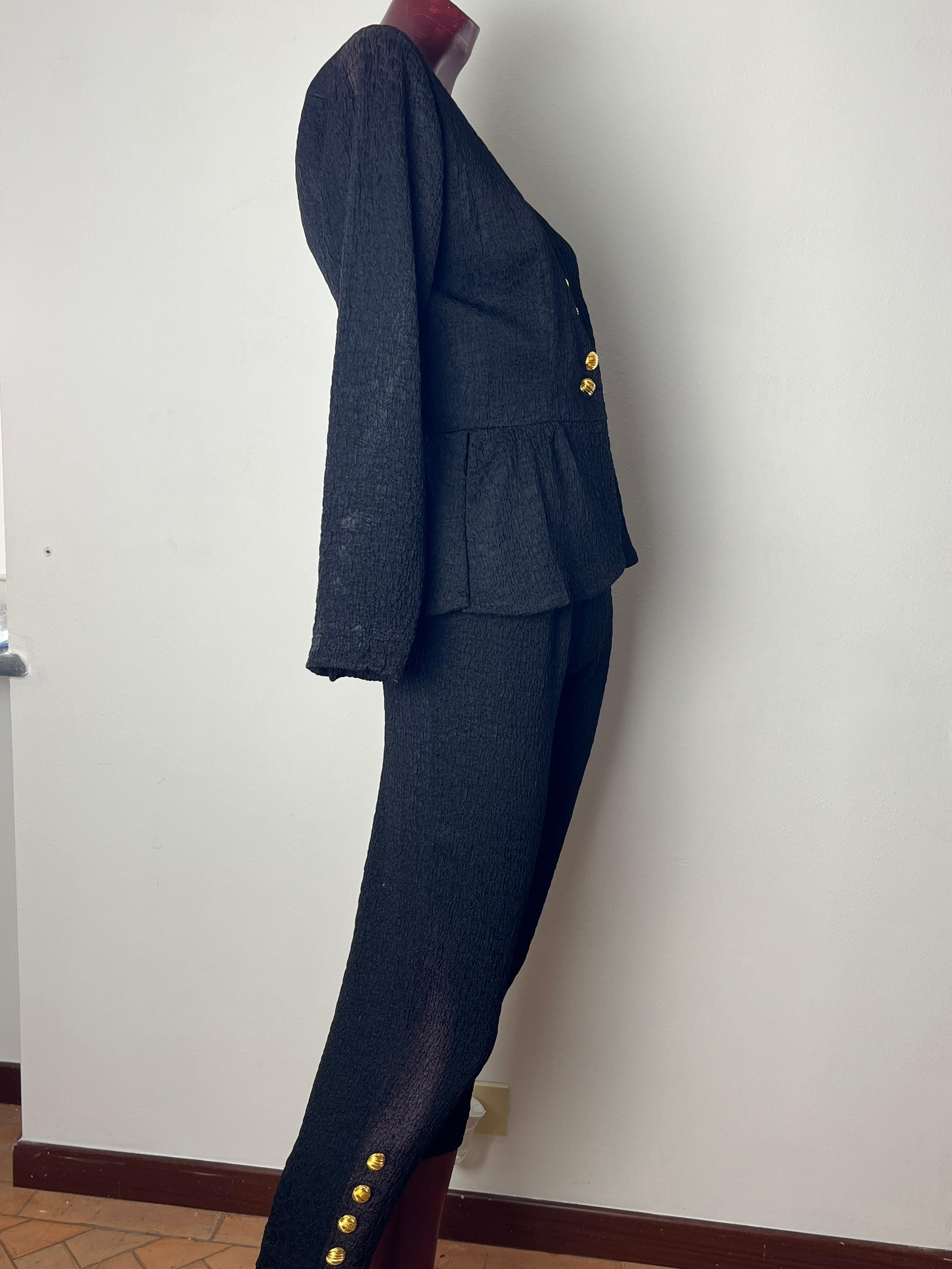 black pants ysl suit with gold buttons For Sale 1