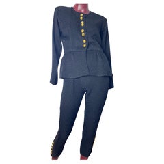 pantaloni neri completi ysl con bottoni oro
