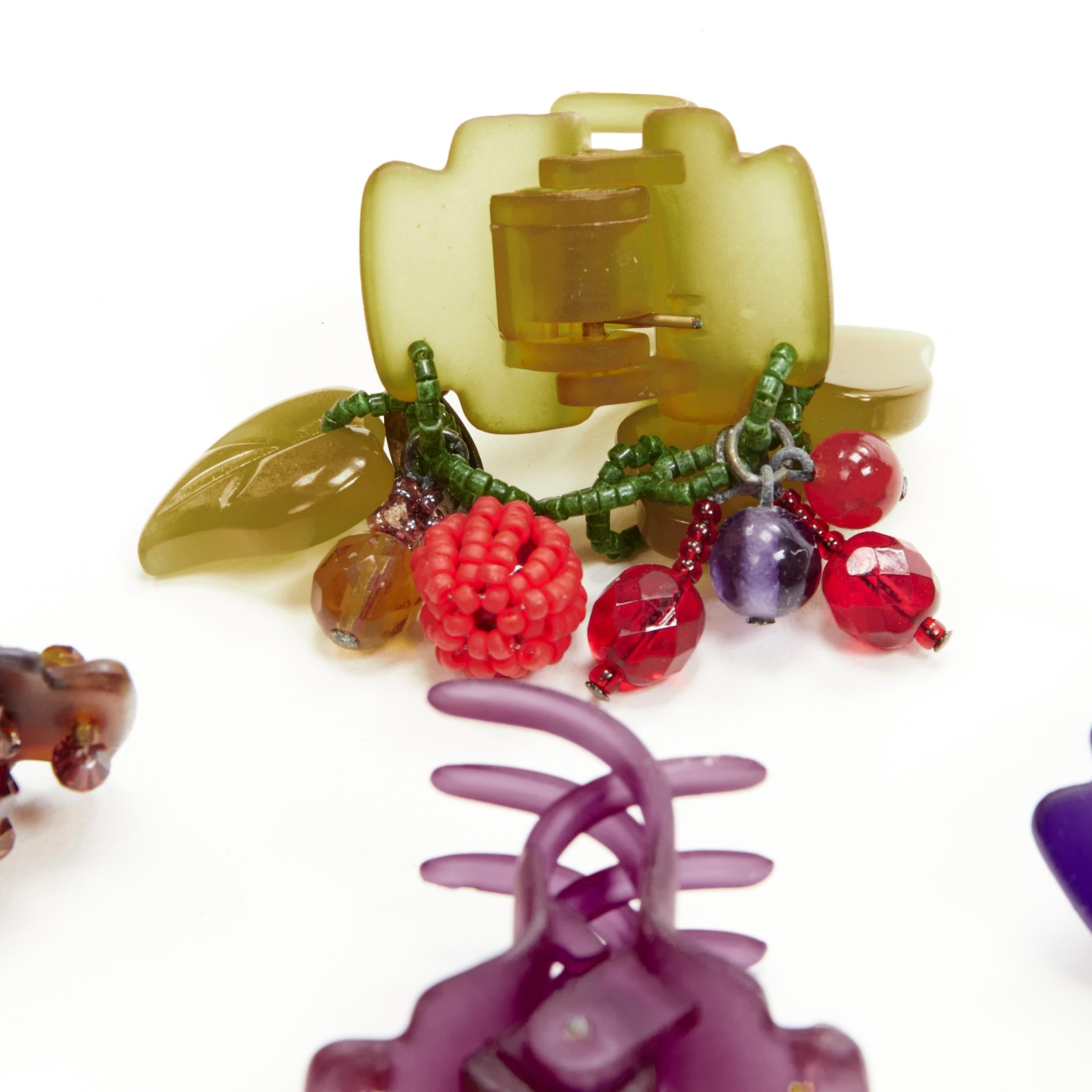 Brown COMPLEX BIZ colourful grimoire crystal beads intricate acrylic hair clips X4