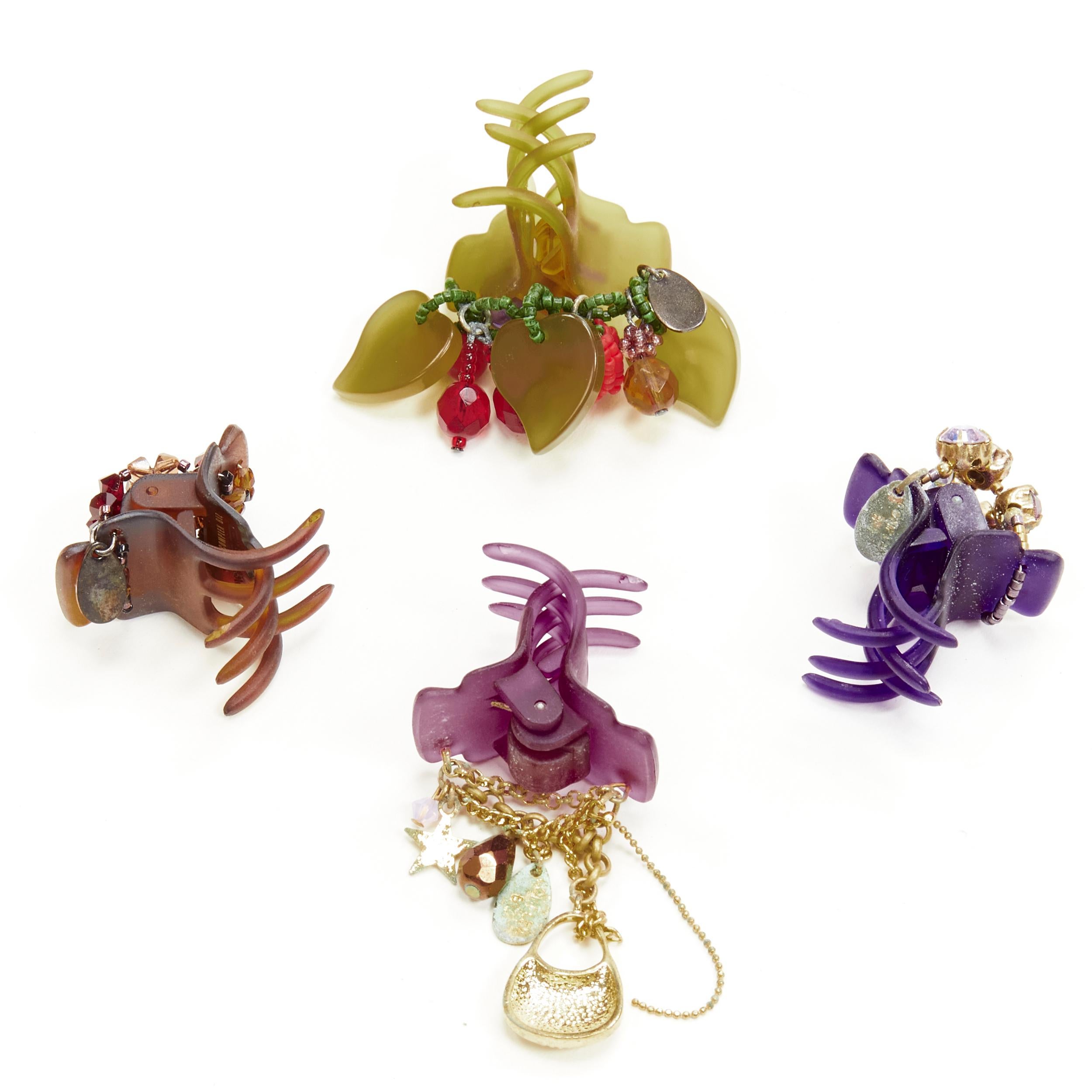 COMPLEX BIZ colourful grimoire crystal beads intricate acrylic hair clips X4 In Good Condition In Hong Kong, NT