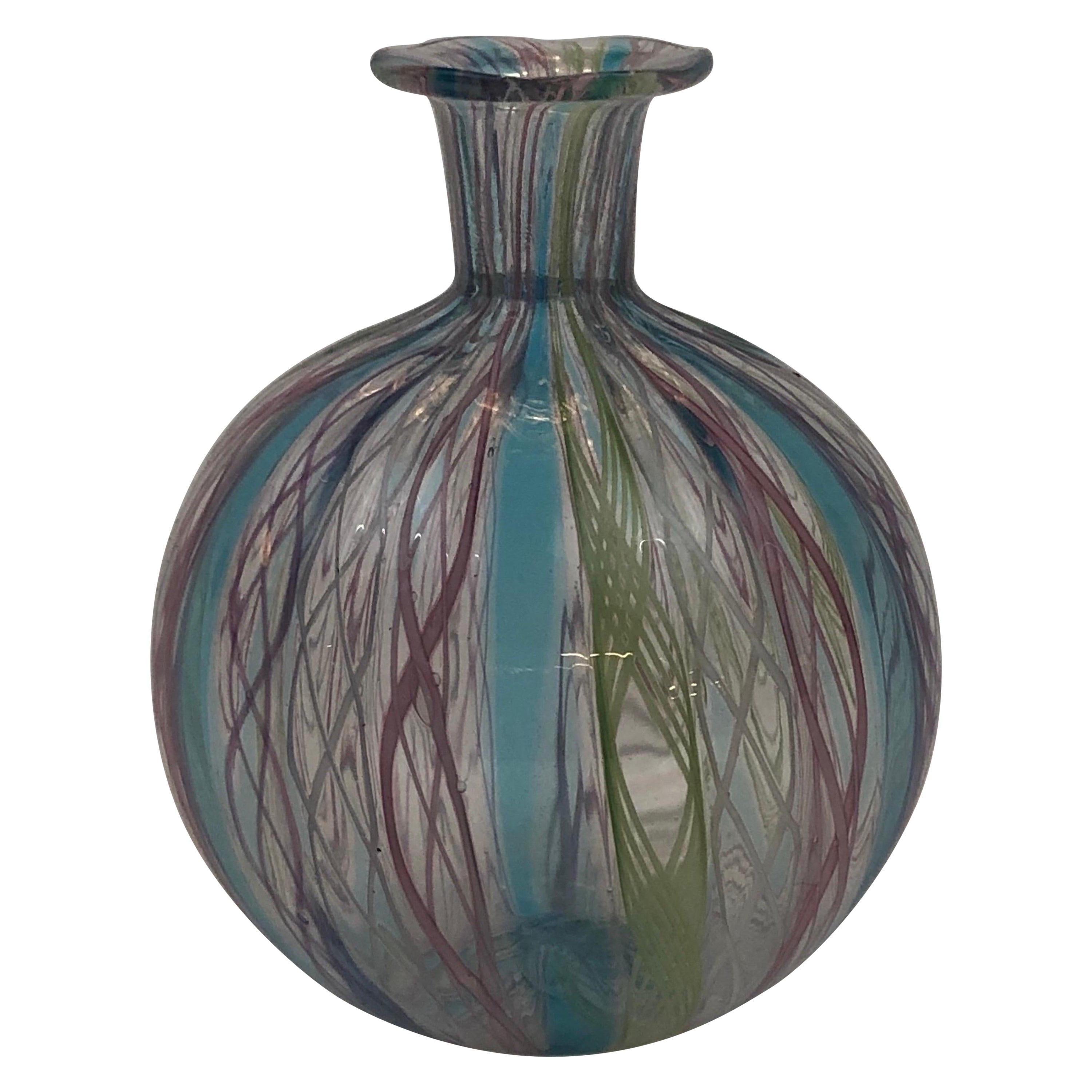Complicated Miniature Bud Vase by Zanfirico in Lattice and Swirl Fused Glass For Sale