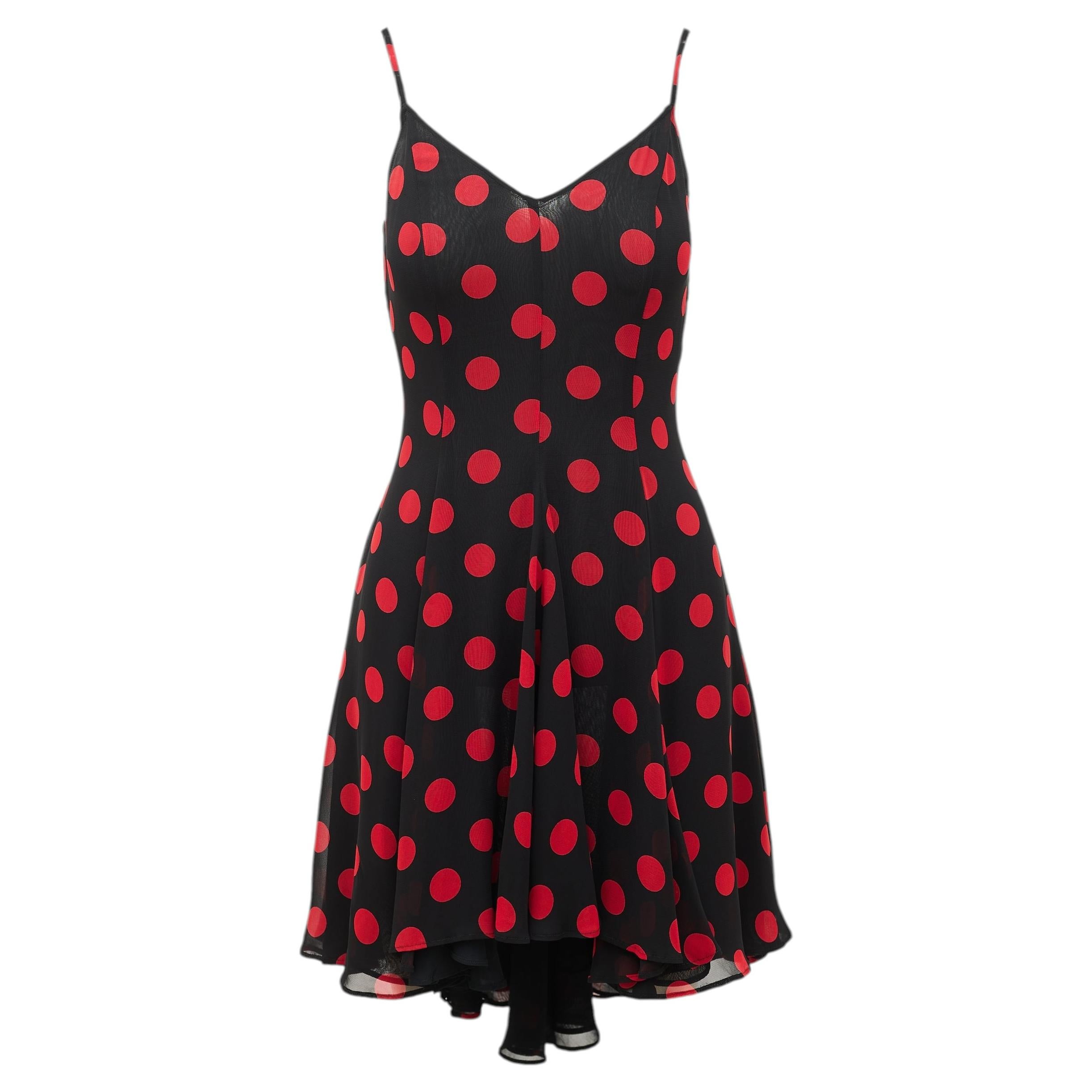 Complice SS 1992 90s Dolce & Gabbana Black & Red Polka Dot Runway Dress IT 40