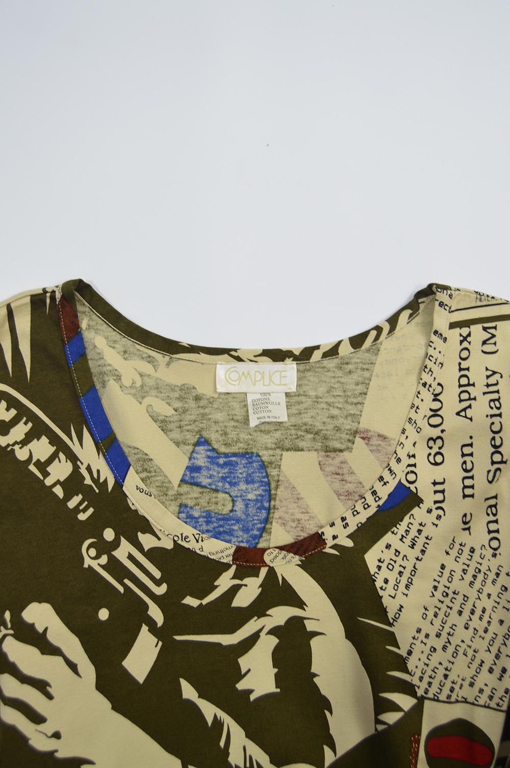 Complice Vintage Newspaper Print Kimono Sleeve Mini Dress, 1980s For Sale 6