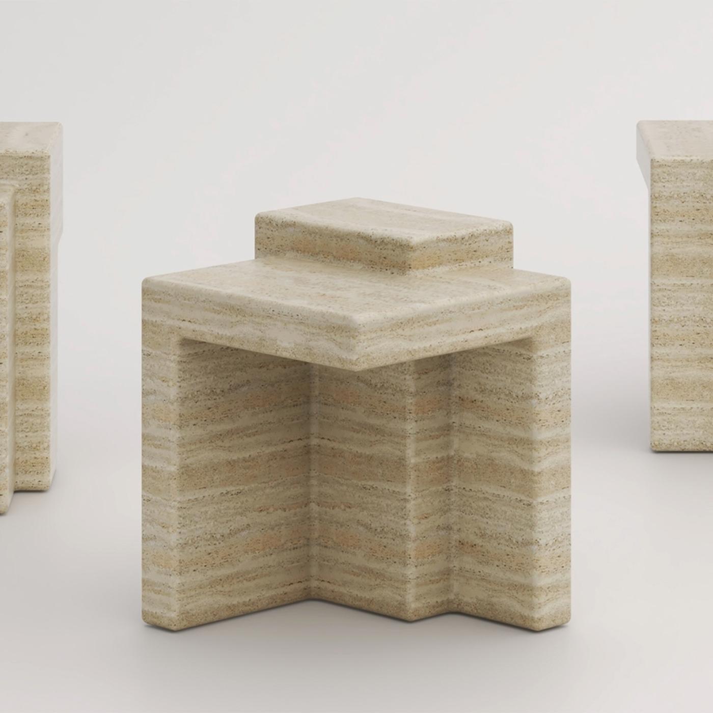 Compo Travertine Stool In New Condition For Sale In Paris, FR