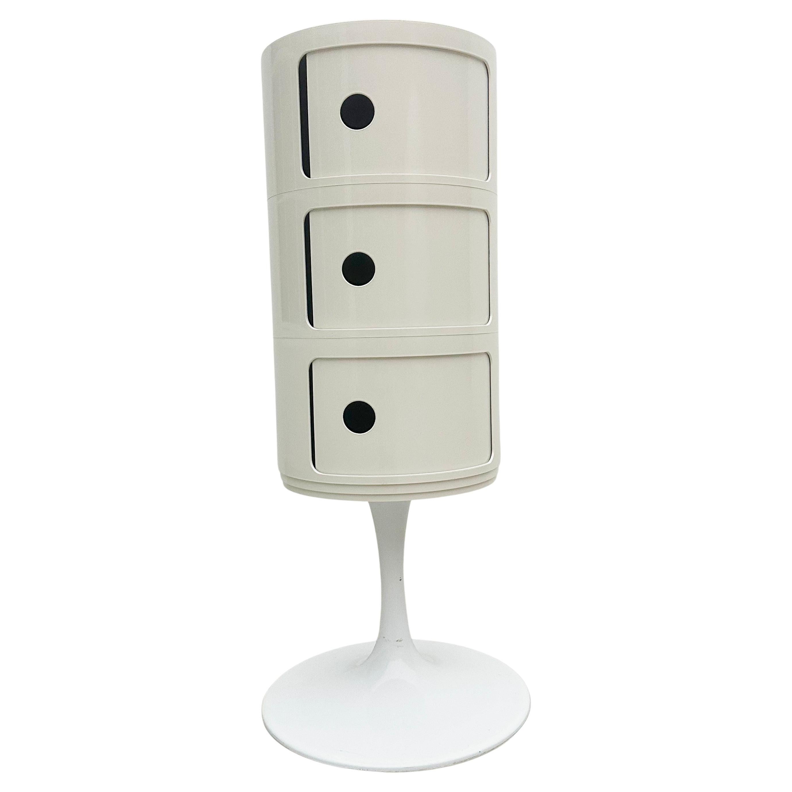 Componibili Modular Storage Unit in White with Floor Stand by Kartell For Sale
