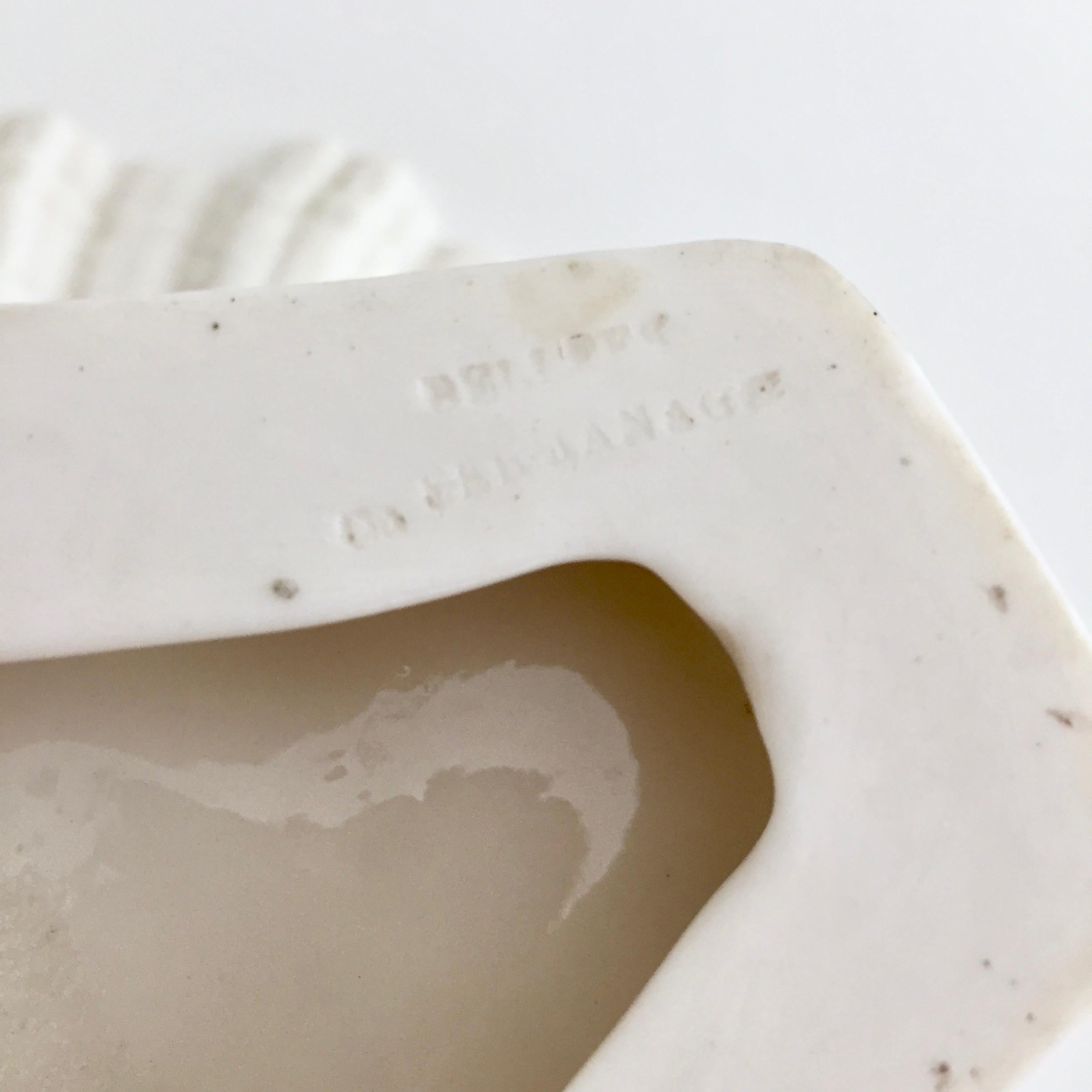 Belleek Comport, White Parian Porcelain on Dolphin Foot, Victorian, 1863-1891 6