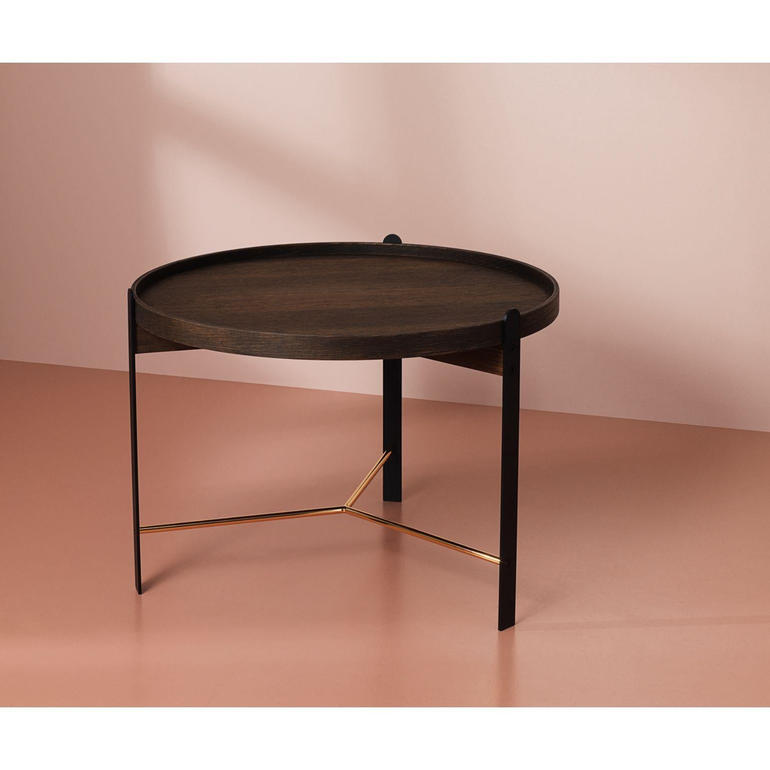 Post-Modern Compose Coffee Table Smoked Oak Brass Black by Warm Nordic