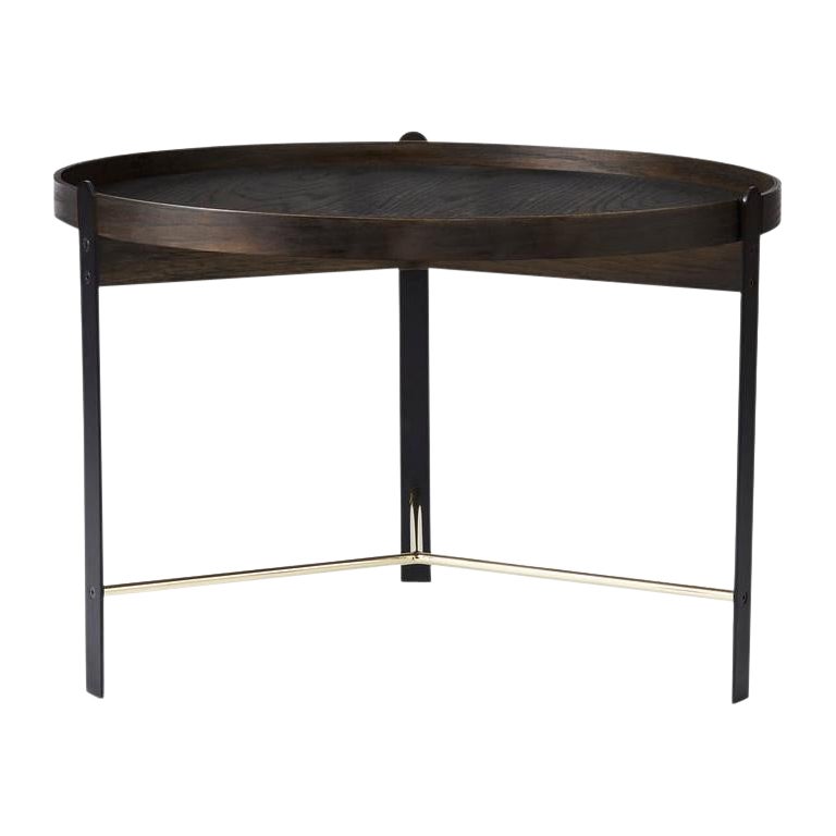 Couchtisch aus geräucherter Eiche und Messing, schwarz von Warm Nordic