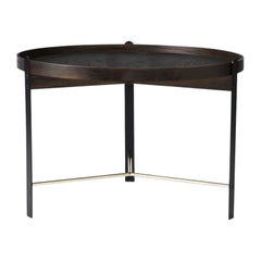 Couchtisch aus geräucherter Eiche und Messing, schwarz von Warm Nordic