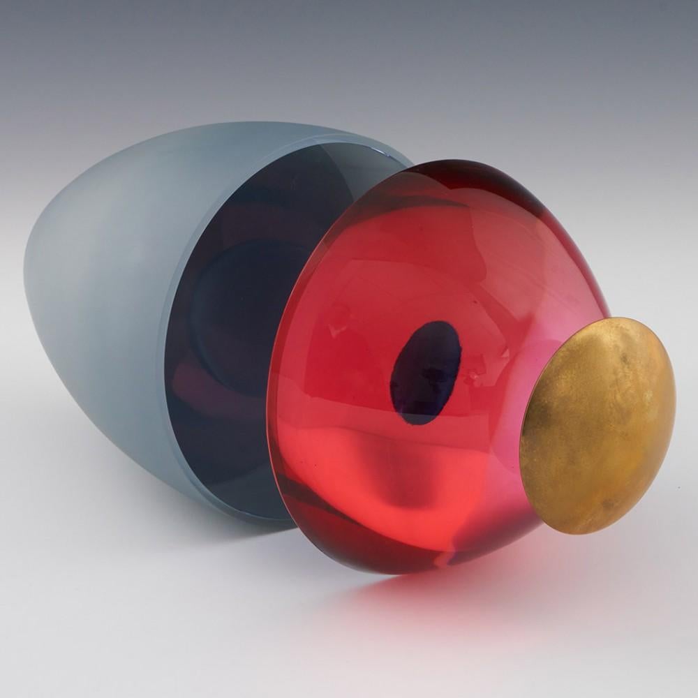 Heading : Compose II - Art Glass Sculpture By Laura McKinley
Date : c2023
Period : King Charles III
Origin : London, England
Colour : Comprised of cast cased cut and polished forms in rose pink, aquamarine and grey.
Shape : A vase, spherical and