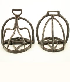 Composed pair of original mid 17th/early 18th century Cavalry basket Stirrups