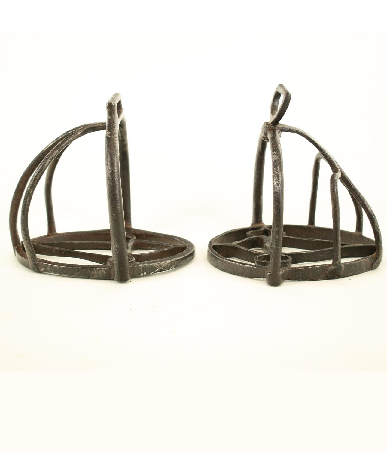 European Composed pair of original mid 17th/early 18th century Cavalry basket Stirrups For Sale