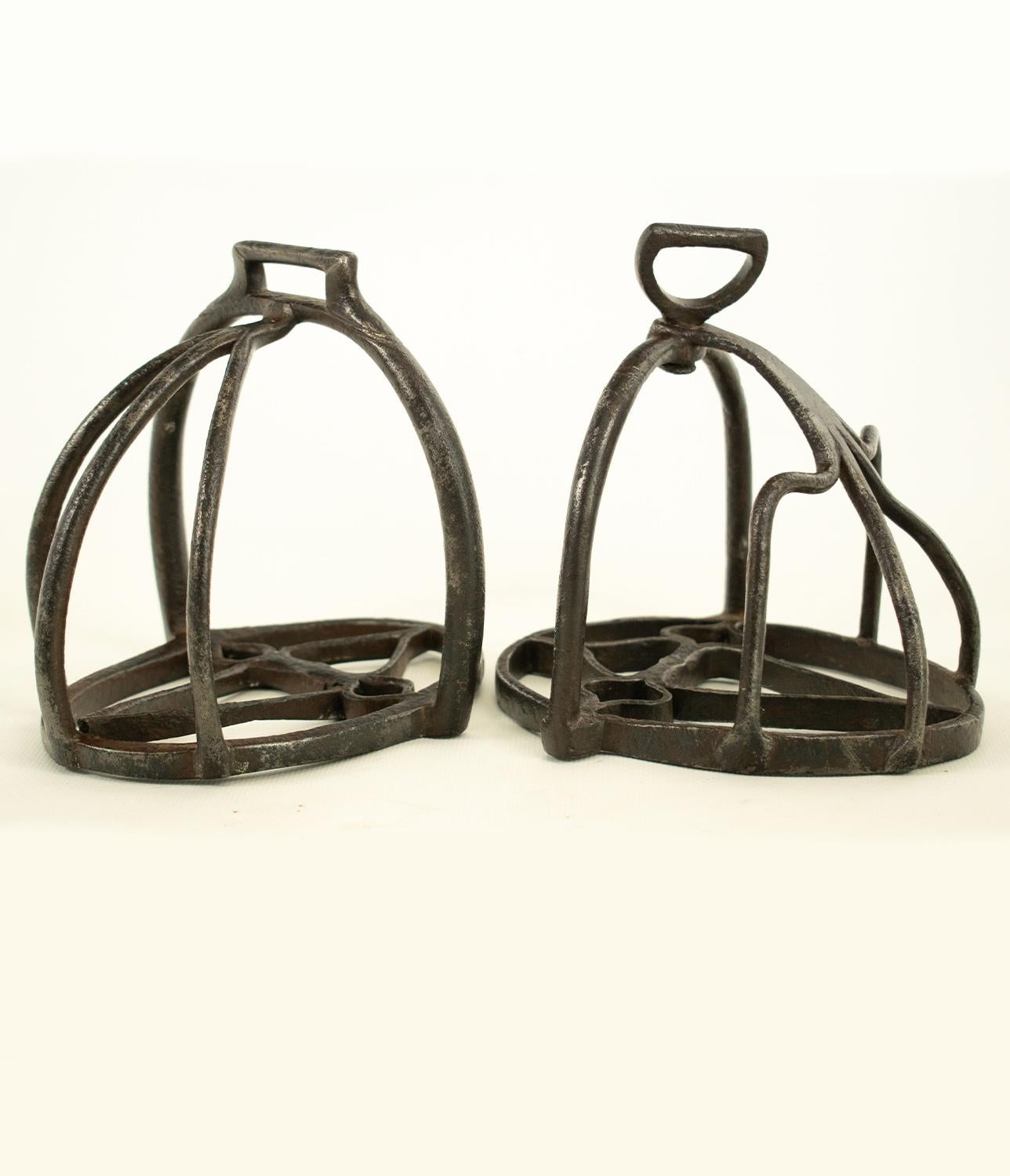Forged Composed pair of original mid 17th/early 18th century Cavalry basket Stirrups For Sale