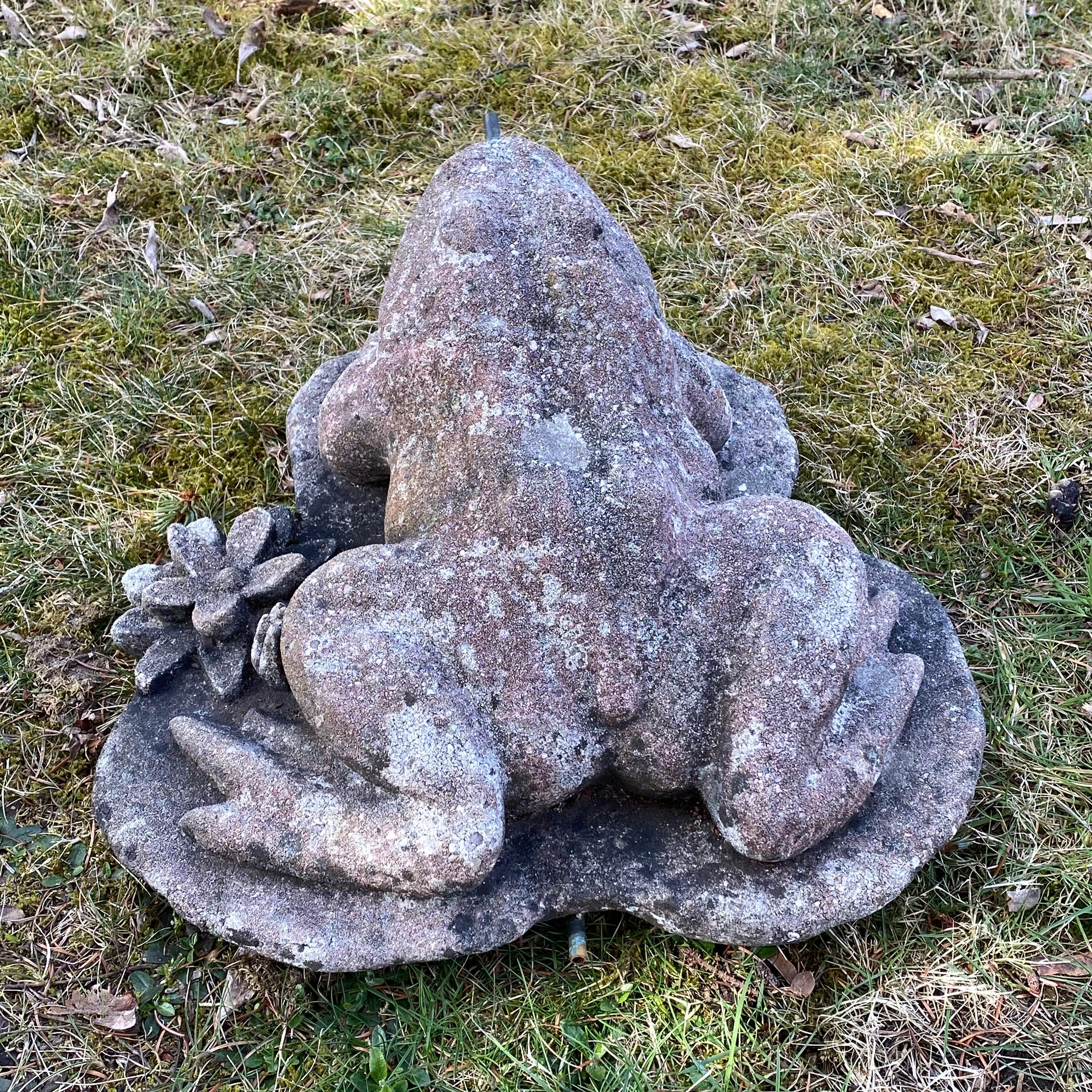 Composed Stone Frog Fountainhead, Garden or Yard Figure Vintage, German, 1970s 5