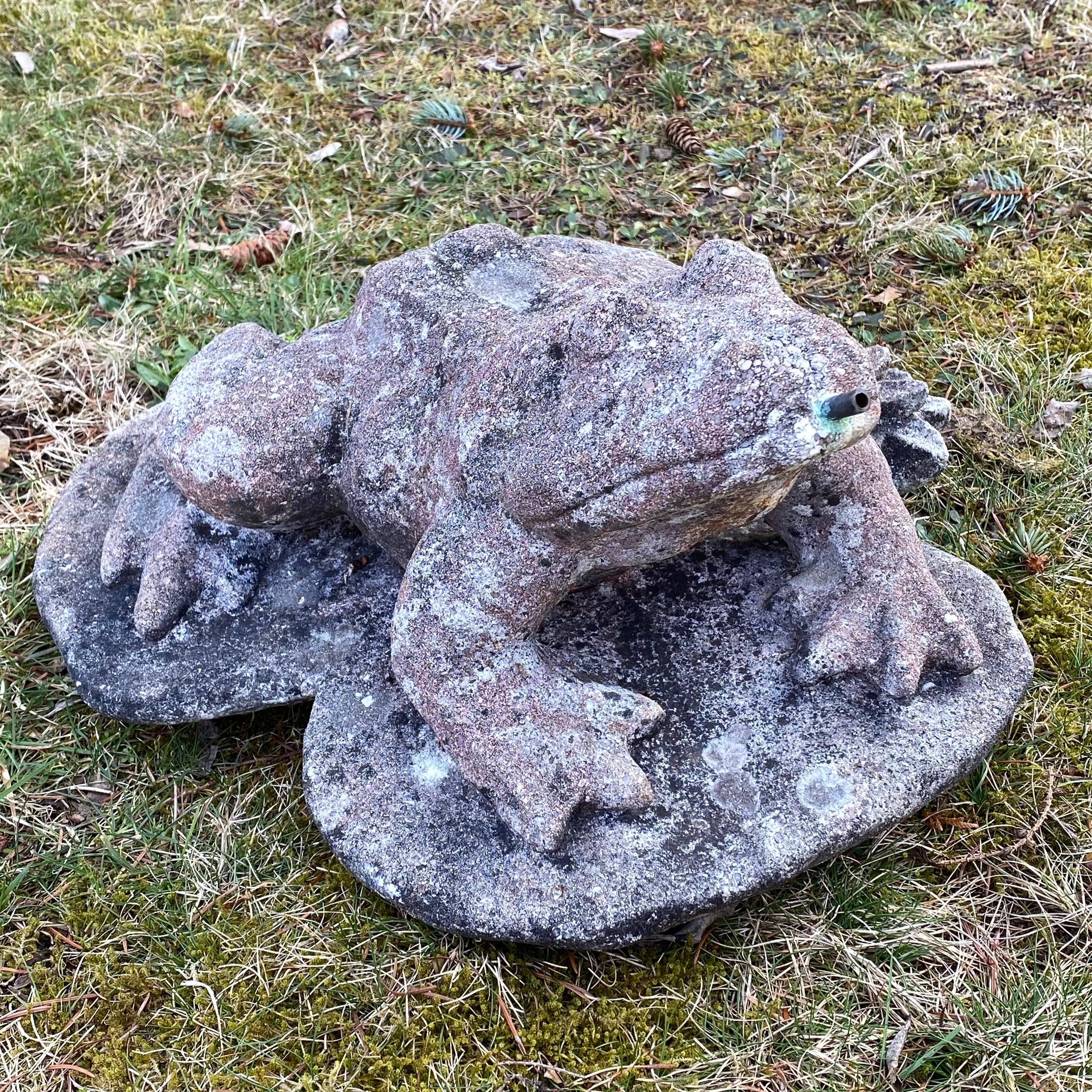 Composed Stone Frog Fountainhead, Garden or Yard Figure Vintage, German, 1970s 3