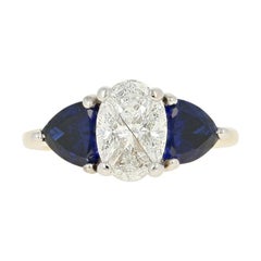 Composite Diamond & Synthetic Sapphire Ring, 14 Karat Gold Specialty Cut 3.66ctw