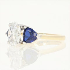 Composite Diamond & Synthetic Sapphire Ring, 14 Karat Gold Specialty Cut 3.66ctw