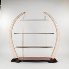 Composite Elephant Tusk Glass Tiered Étagère