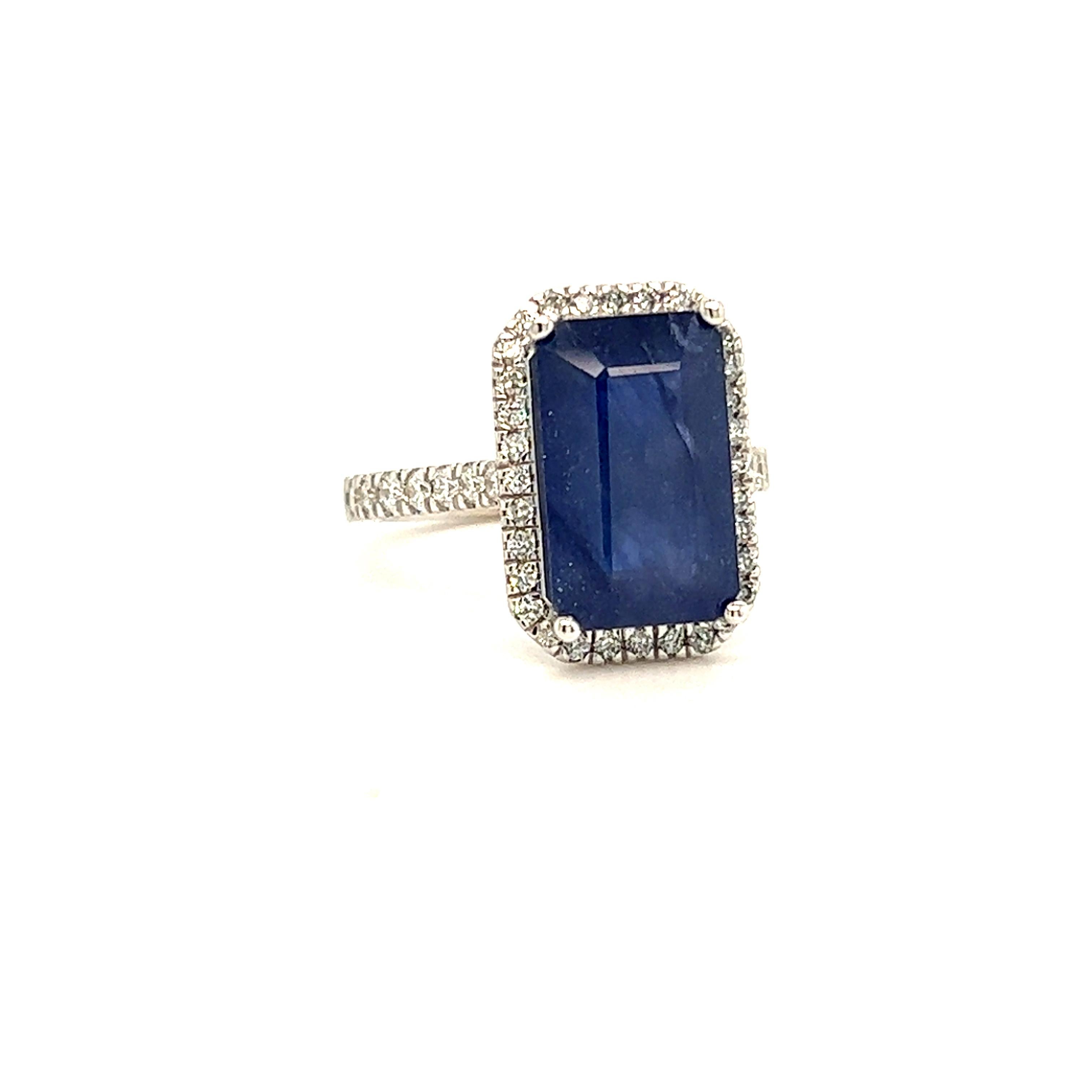 Sapphire Diamond Ring Size 6.25 14k Gold 6.84 TCW Certified For Sale 4
