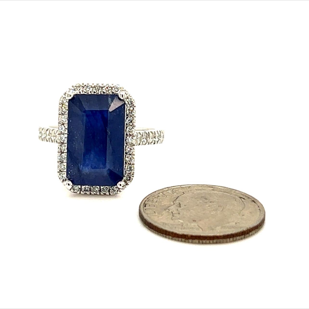 Women's Sapphire Diamond Ring Size 6.25 14k Gold 6.84 TCW Certified For Sale