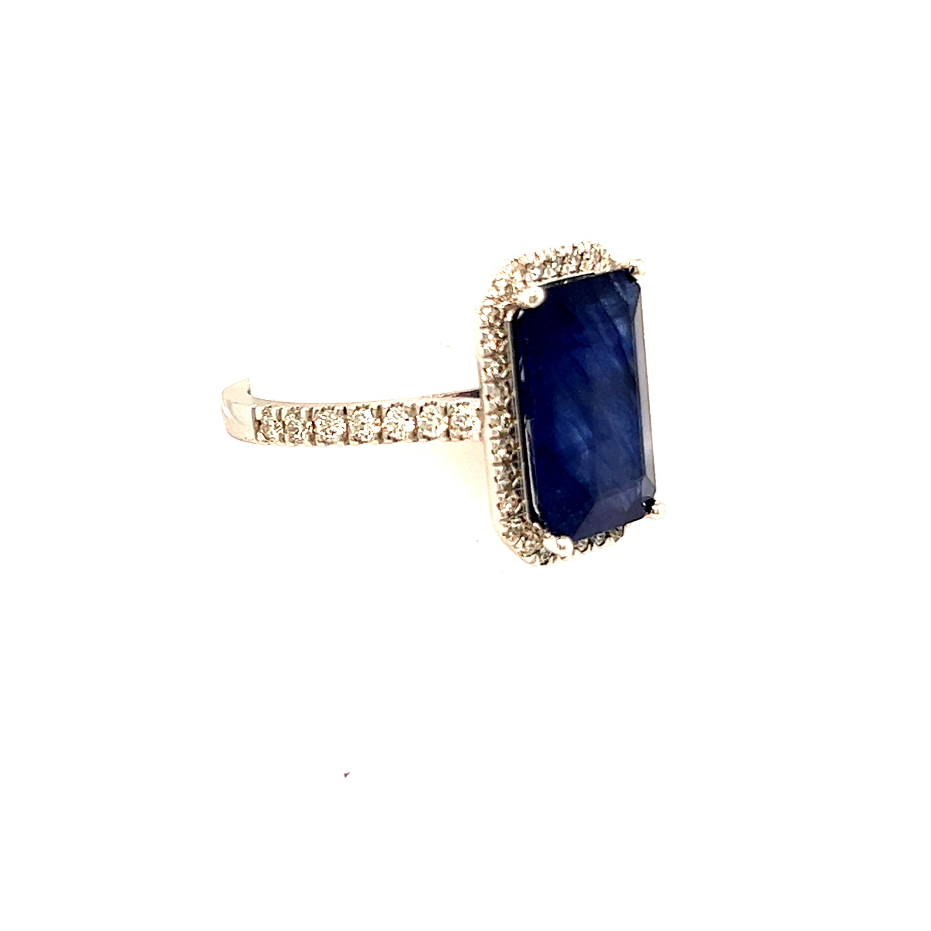 Sapphire Diamond Ring Size 6.25 14k Gold 6.84 TCW Certified For Sale 1
