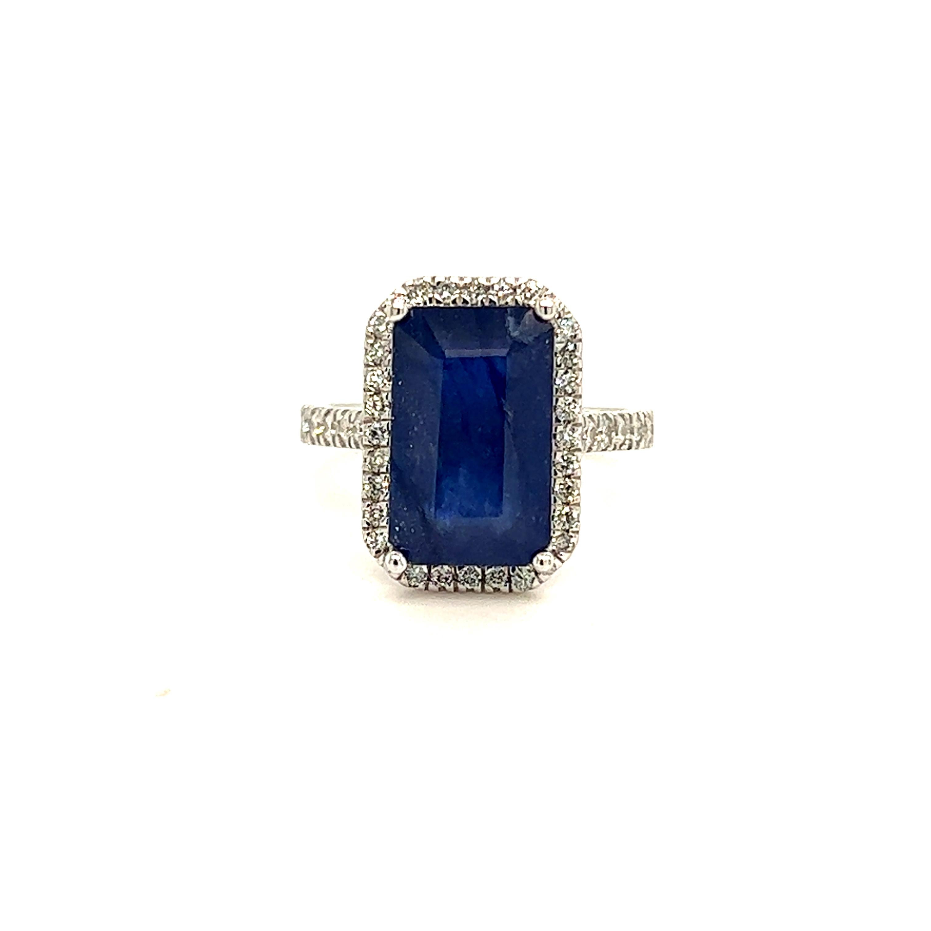 Sapphire Diamond Ring Size 6.25 14k Gold 6.84 TCW Certified For Sale 2