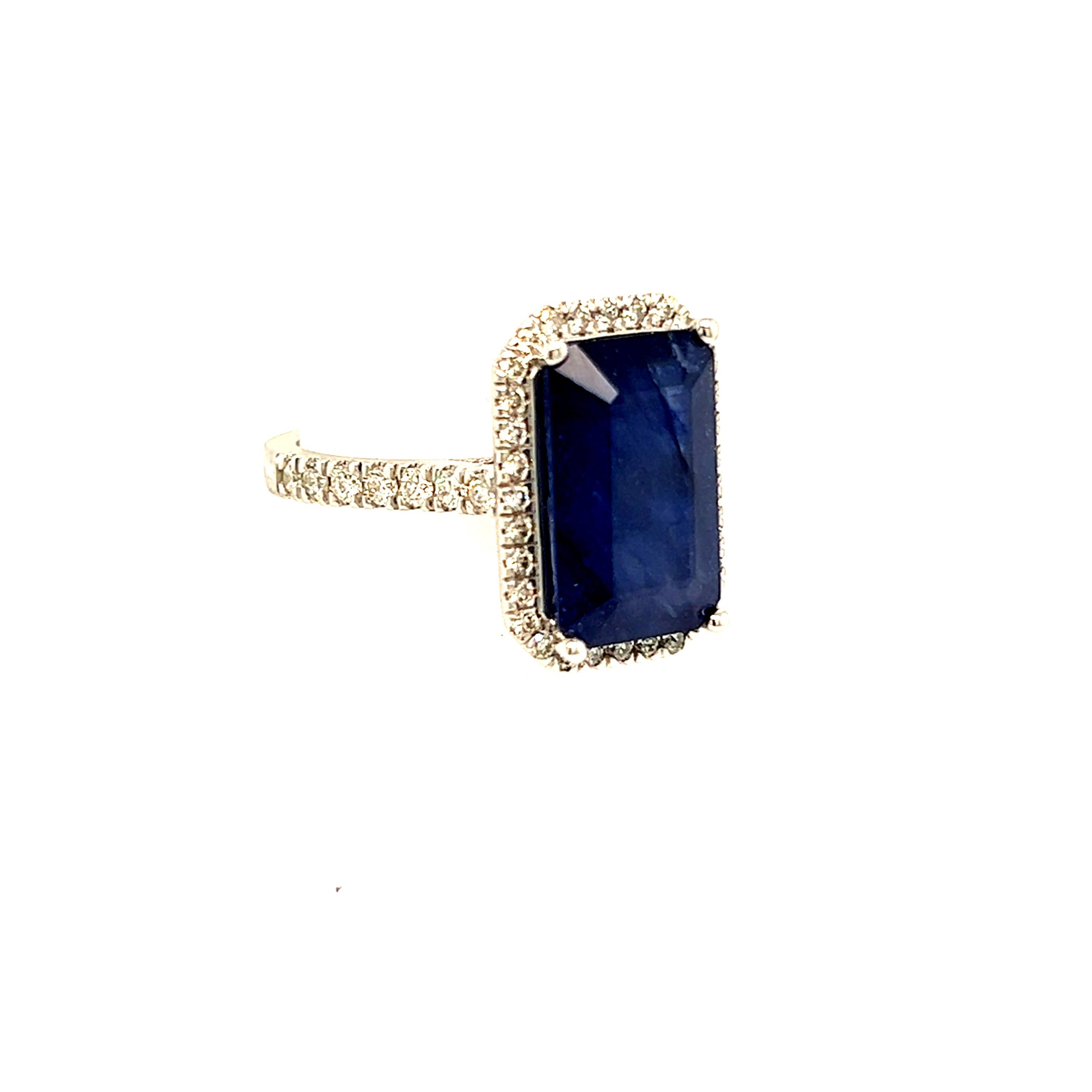 Sapphire Diamond Ring Size 6.25 14k Gold 6.84 TCW Certified For Sale 3