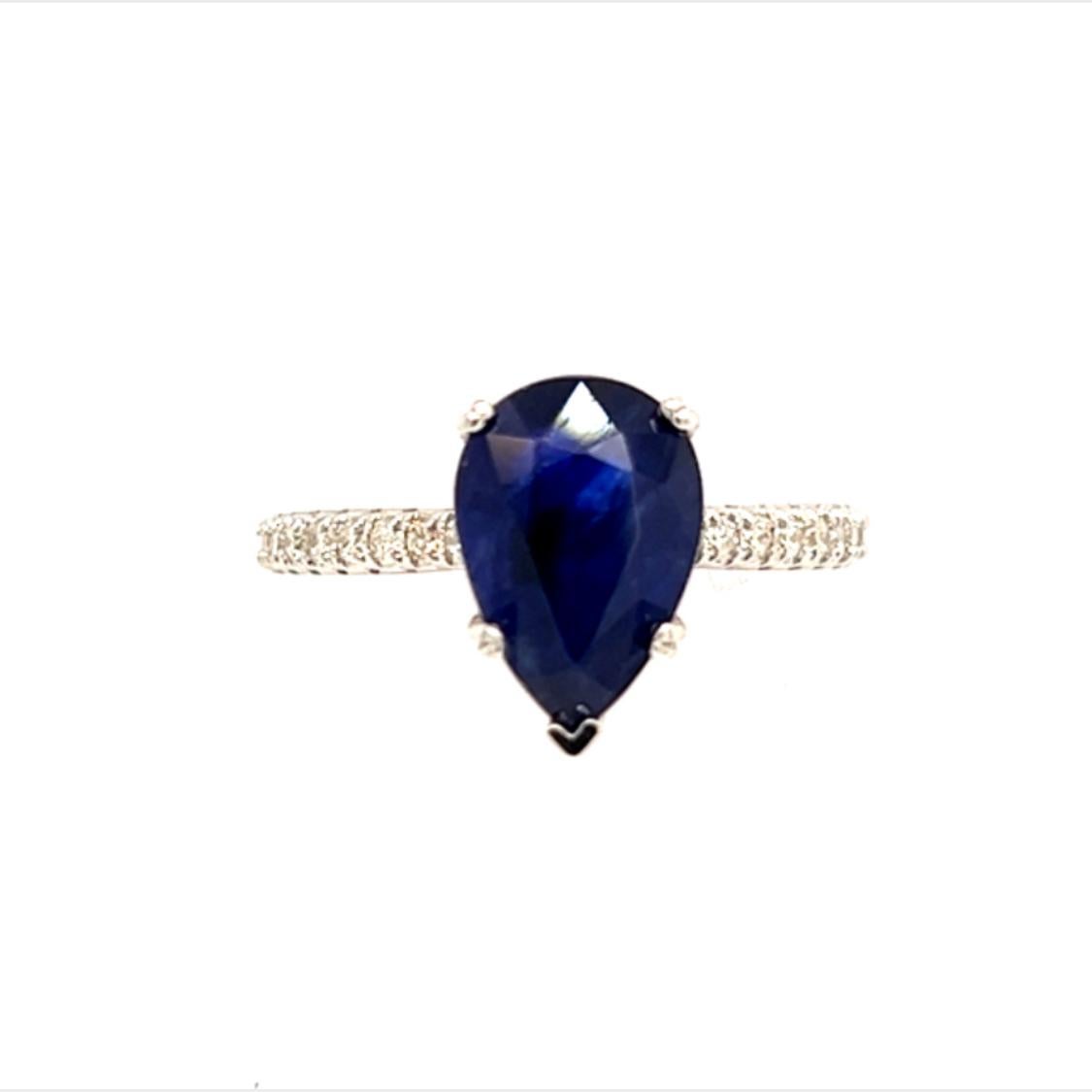 Sapphire Diamond Ring Size 6.5 14k Gold 2.77 TCW Certified For Sale 5