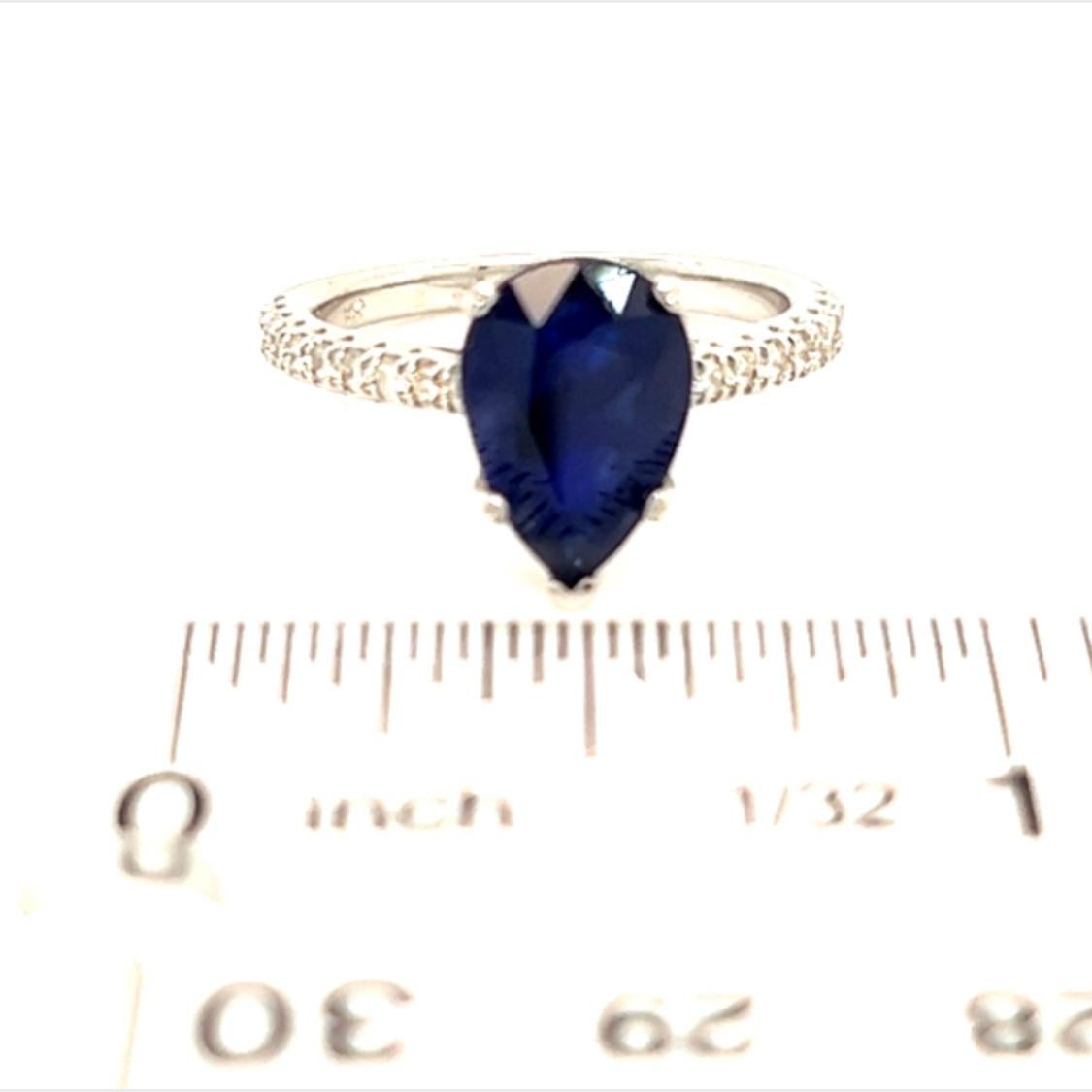 Sapphire Diamond Ring Size 6.5 14k Gold 2.77 TCW Certified In New Condition For Sale In Brooklyn, NY