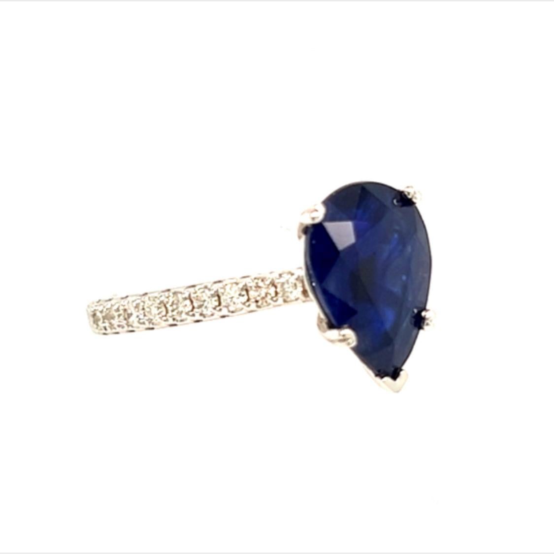 Women's Sapphire Diamond Ring Size 6.5 14k Gold 2.77 TCW Certified For Sale