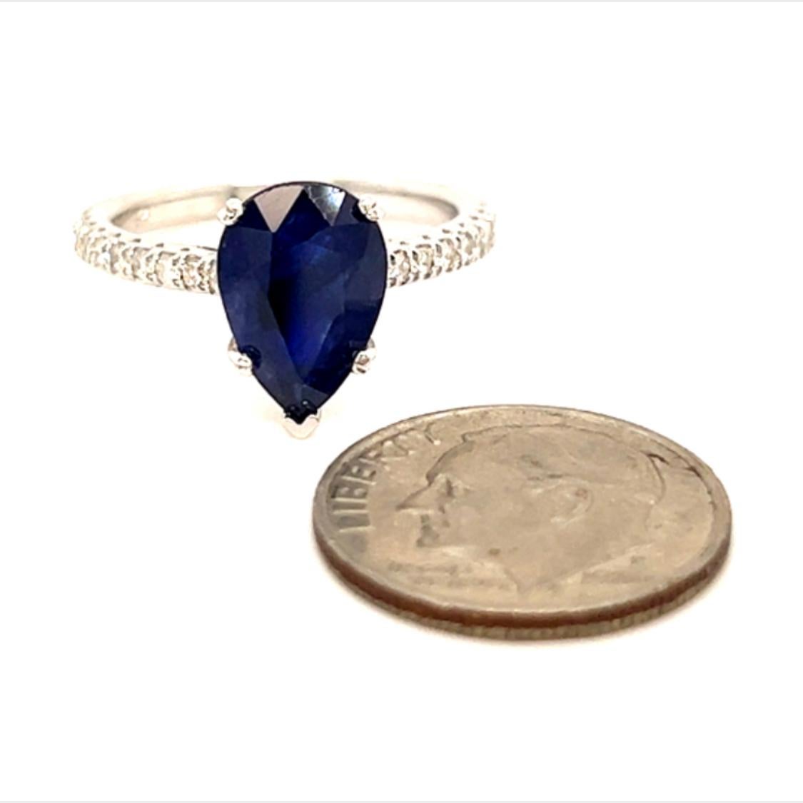 Sapphire Diamond Ring Size 6.5 14k Gold 2.77 TCW Certified For Sale 2