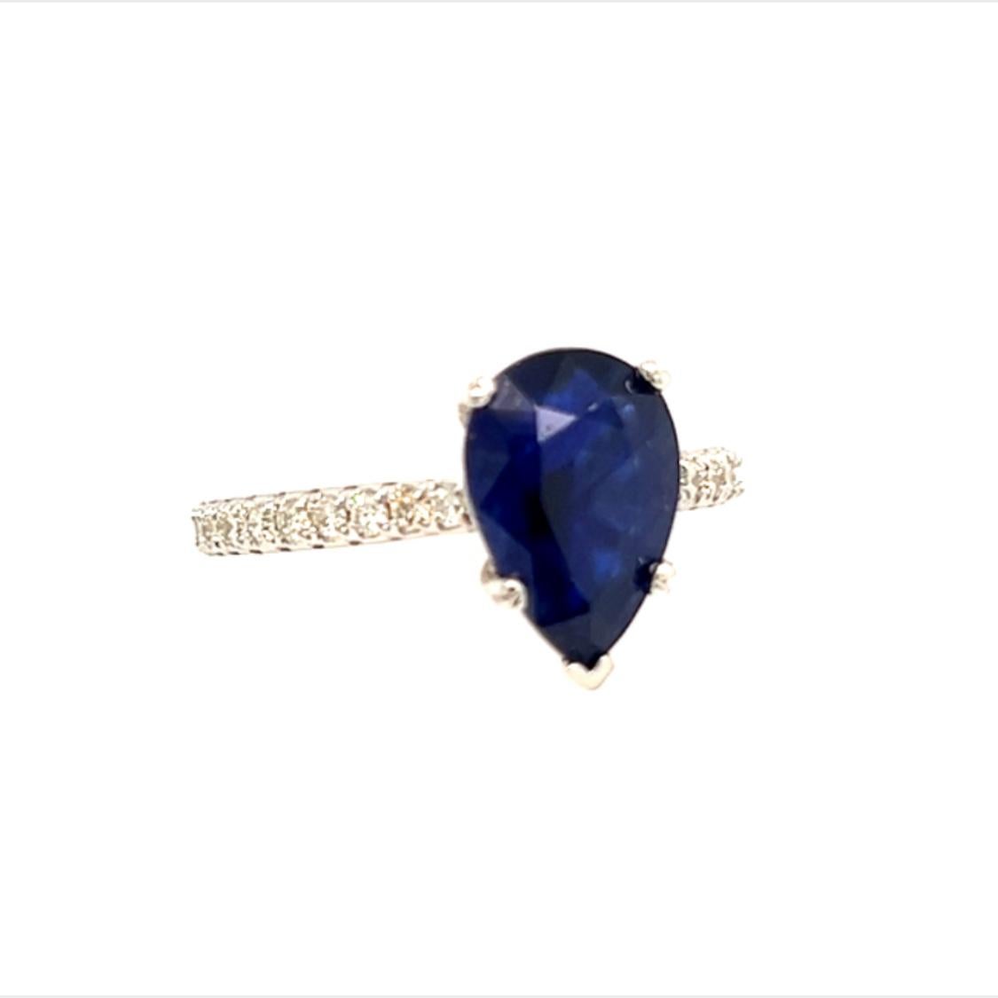 Sapphire Diamond Ring Size 6.5 14k Gold 2.77 TCW Certified For Sale 3