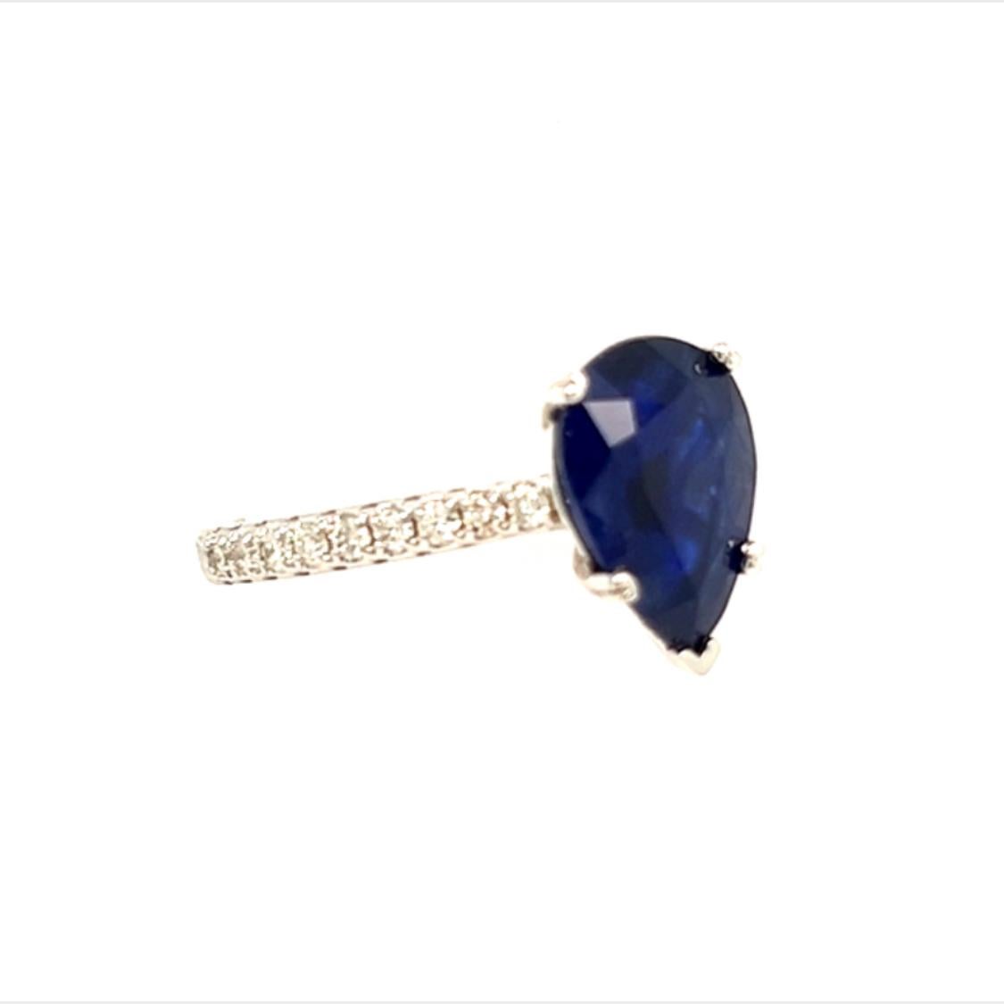 Sapphire Diamond Ring Size 6.5 14k Gold 2.77 TCW Certified For Sale 4