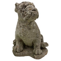 Composite Stone Bull Dog Garden Ornaments, England 1970s