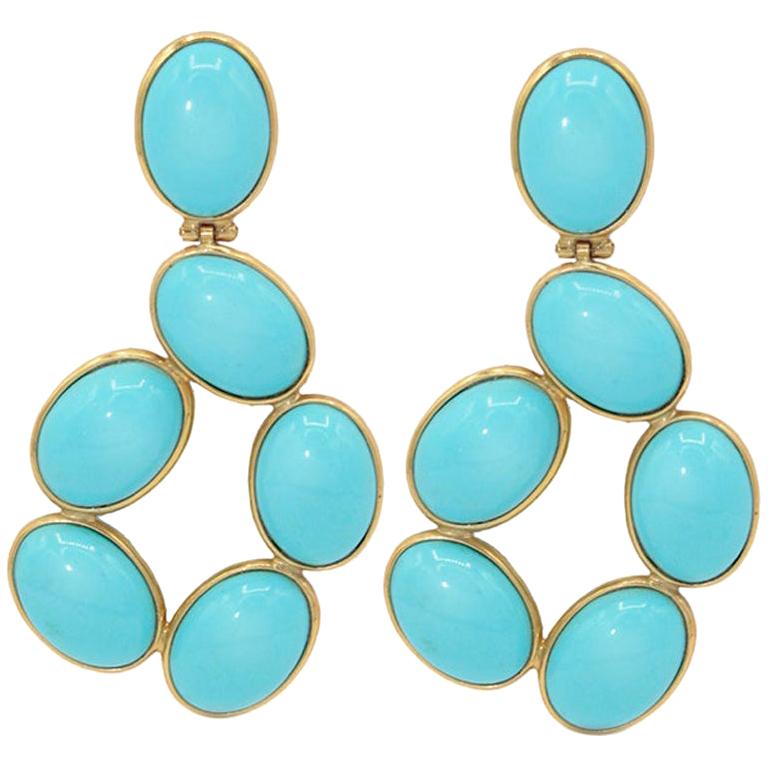 Opalite 18 Karat Yellow Gold Earrings For Sale at 1stDibs