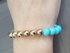 Composite Turquoise and 925 Silver Beads Bracelet