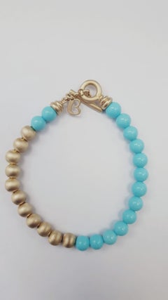 Composite Turquoise and 925 Silver Beads Bracelet