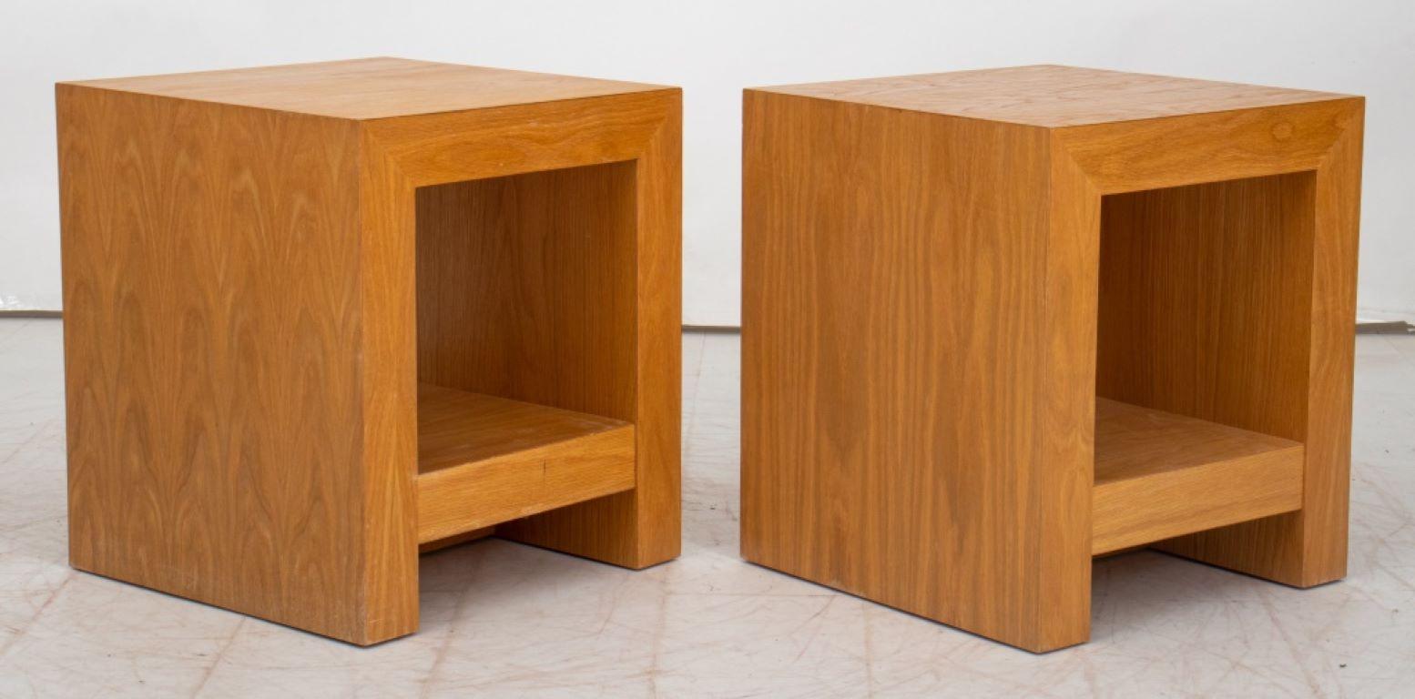 Composite Wood Cube End Tables, Pair For Sale 1